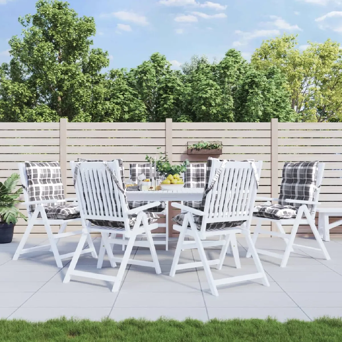 vidaXL Coussins de chaise à dossier bas Carreaux - vue 2