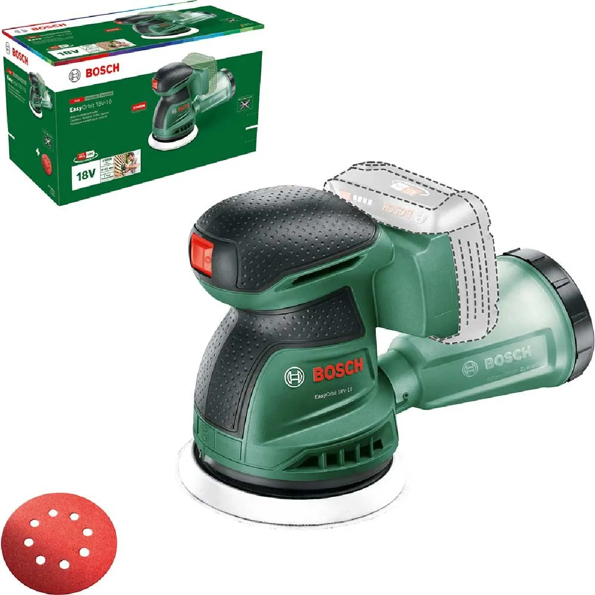 Ponceuse Excentrique Sans Fil Bosch EasyOrbit 18V-10 – 125 mm, Corps Nu - vue 3