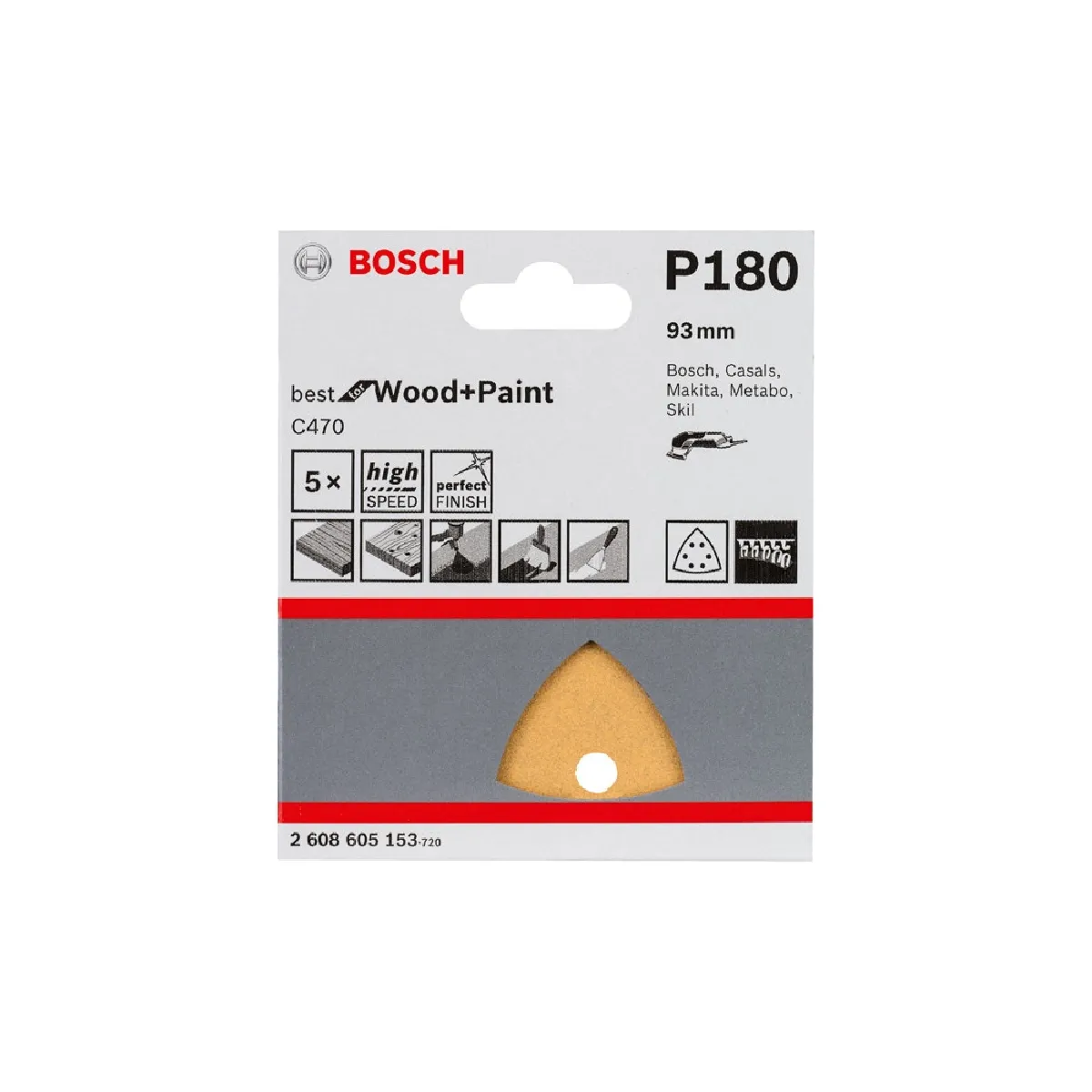 Feuilles abrasives set de 5 pièces 93 mm 180 - vue 2