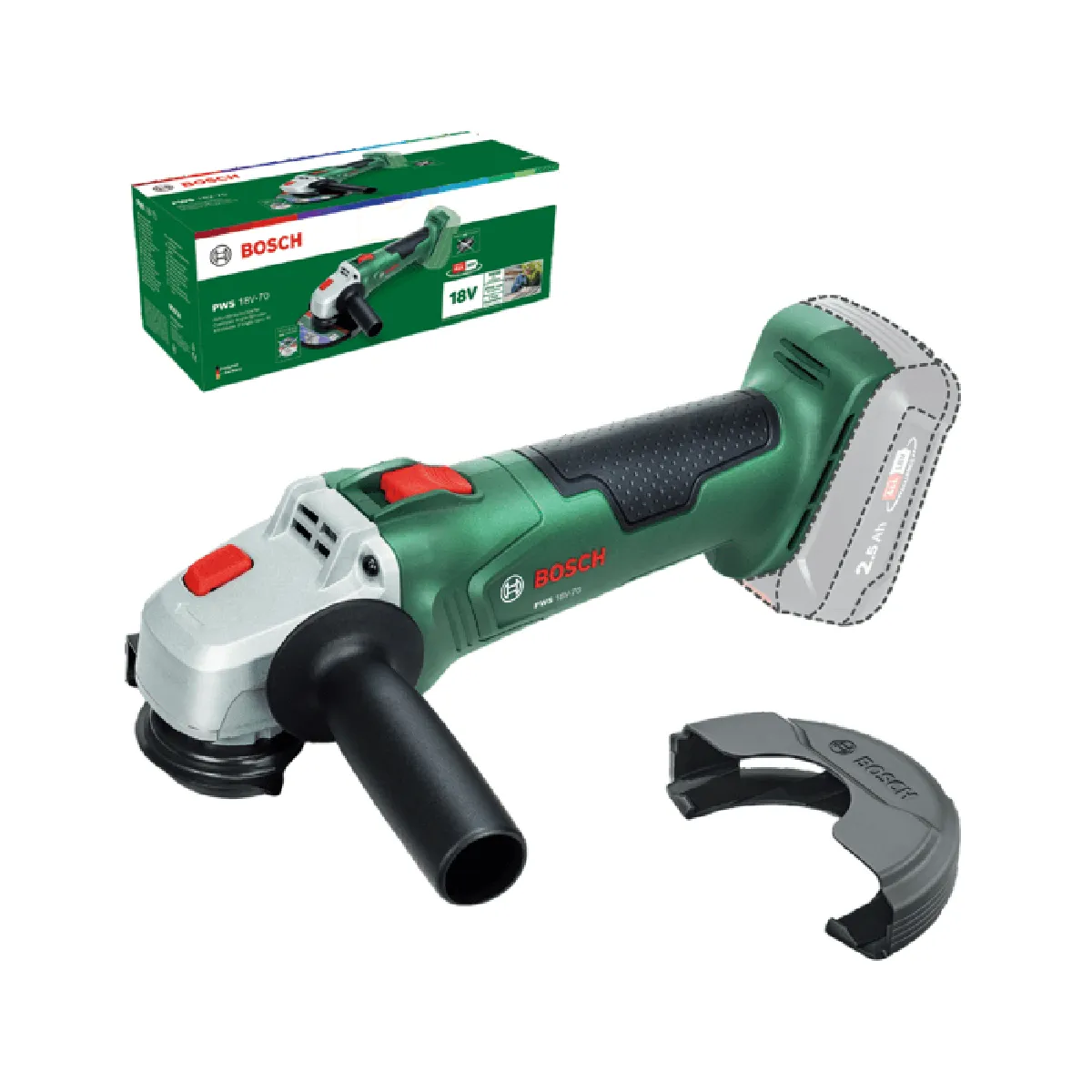 Meuleuse Angulaire Bosch PWS 18V-70 – 125 mm, 18V, Design Ergonomique - vue 2