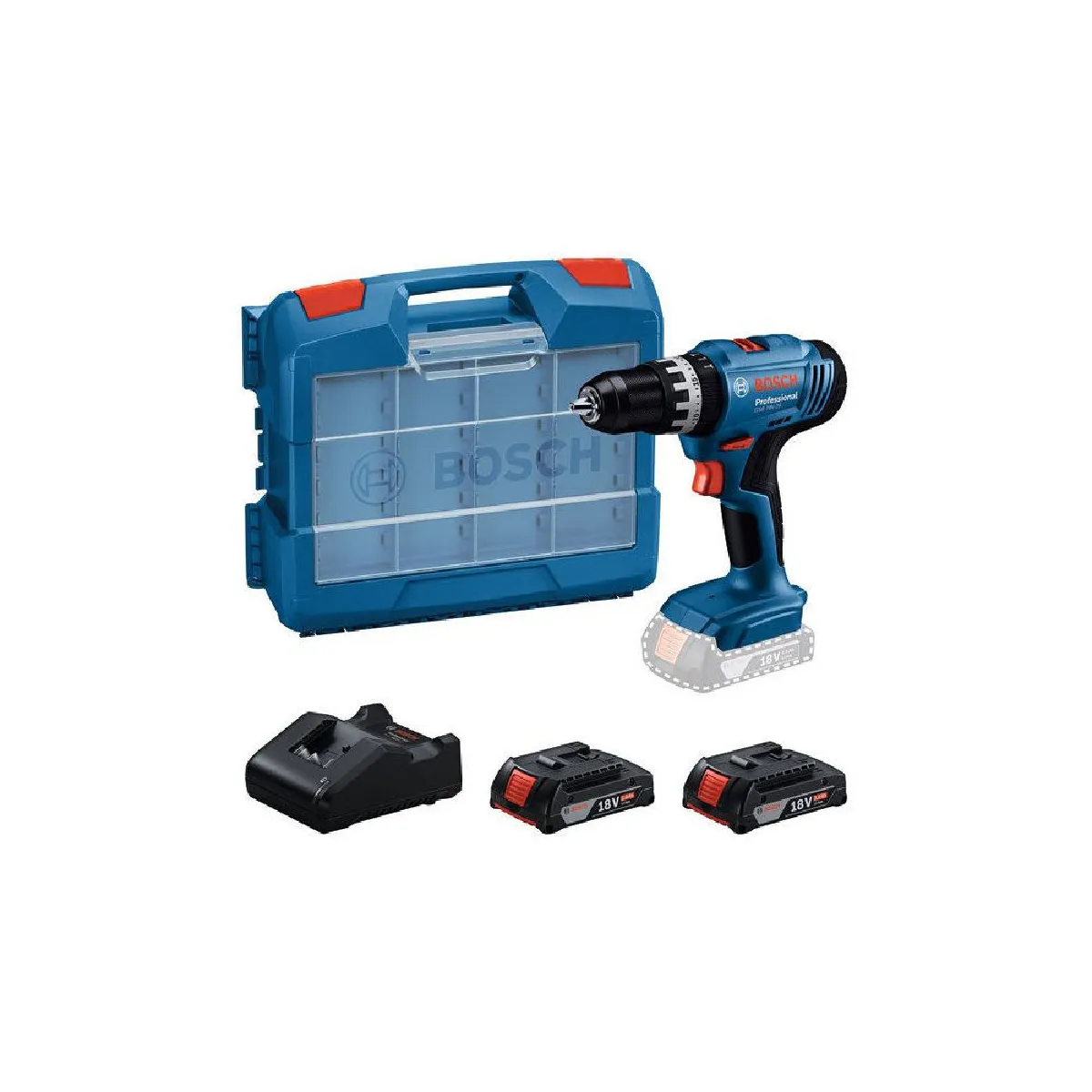 Perceuse à percussion sans fil BOSCH PROFESSIONAL GSB 18V 25 2 batteries GBA 20Ah + chargeur GAL 18V 20 + 63 accessoires - vue 3