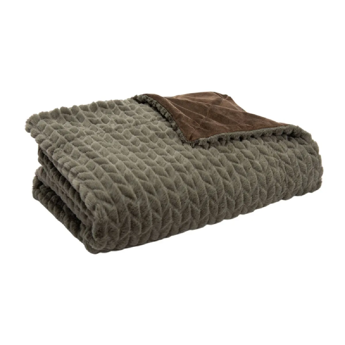 AMADEUS Plaid Chevron kaki 130x 170 cm