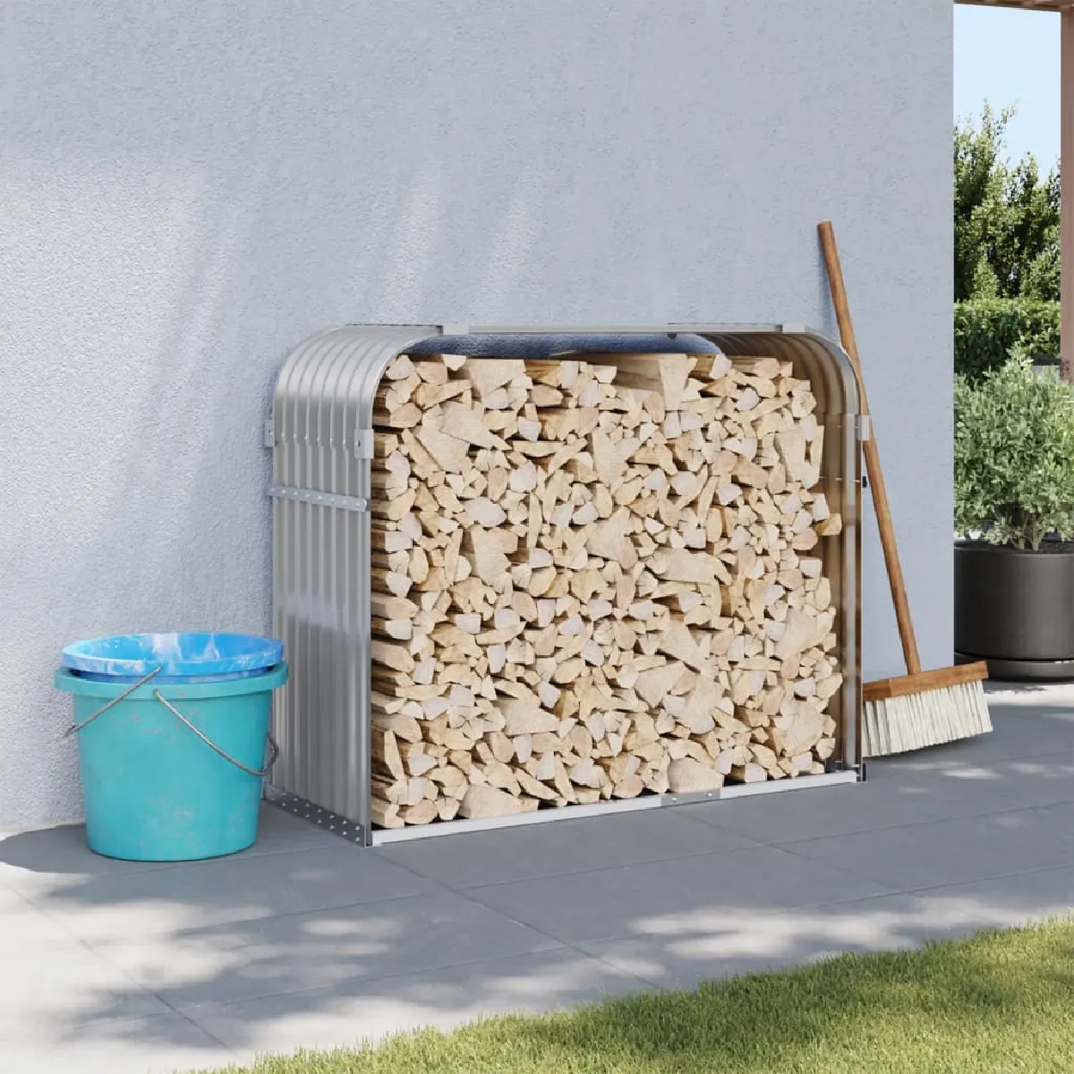 vidaXL Porte bûches 120x45x100 cm acier galvanisé