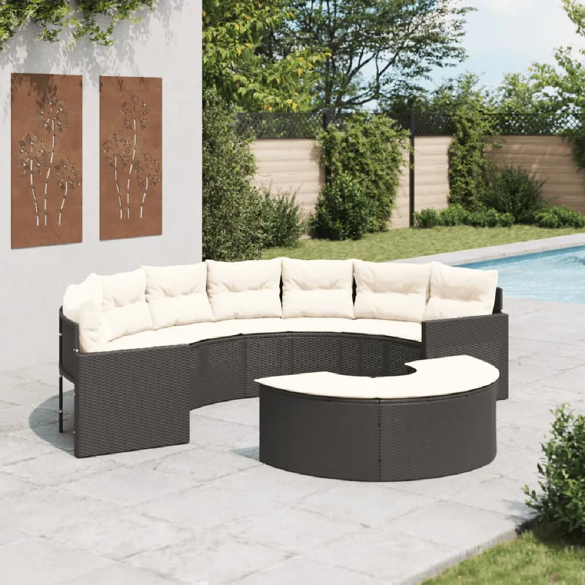 VidaXL Salon de jardin demi rond 2 pièces résine tressée - vue 6