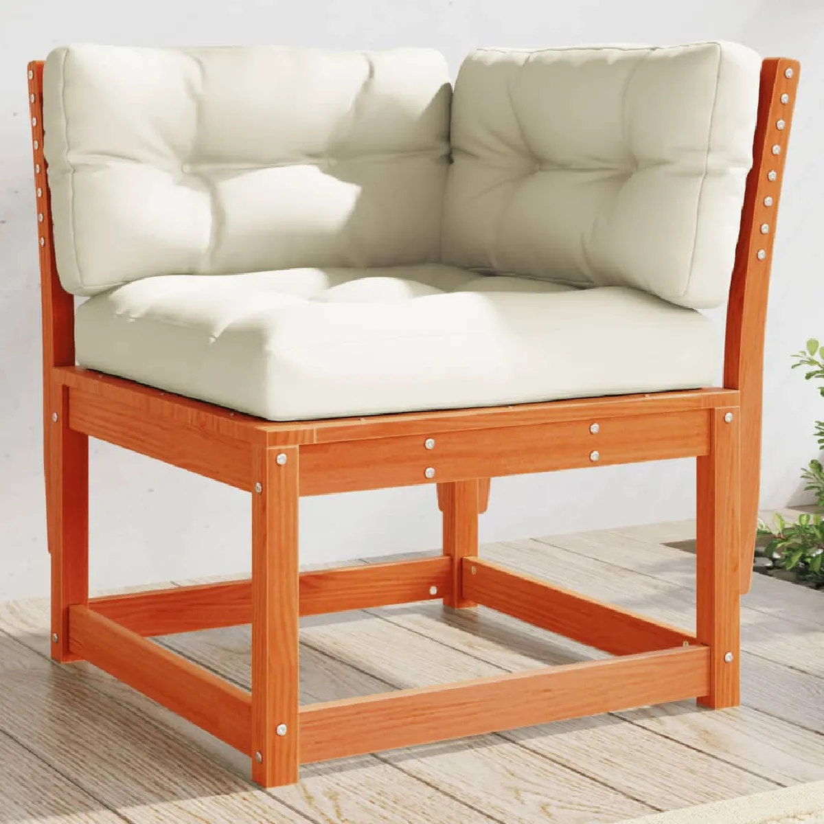 vidaXL Canapé d'angle de jardin coussins cire bois pin massif