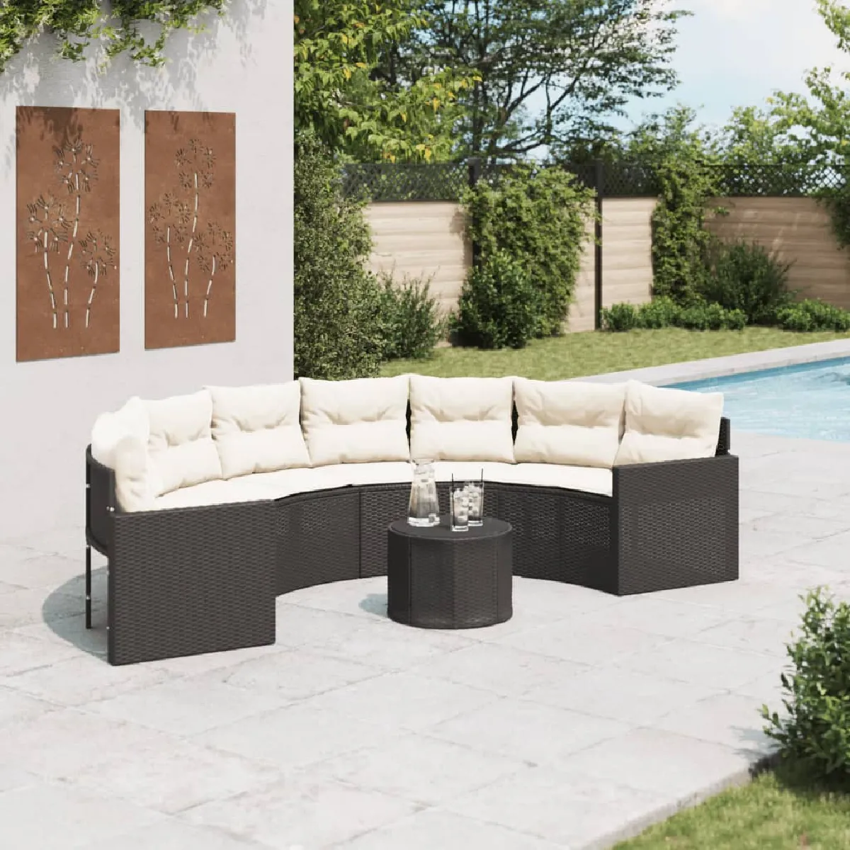 VidaXL Salon de jardin demi rond 2 pièces résine tressée - vue 8