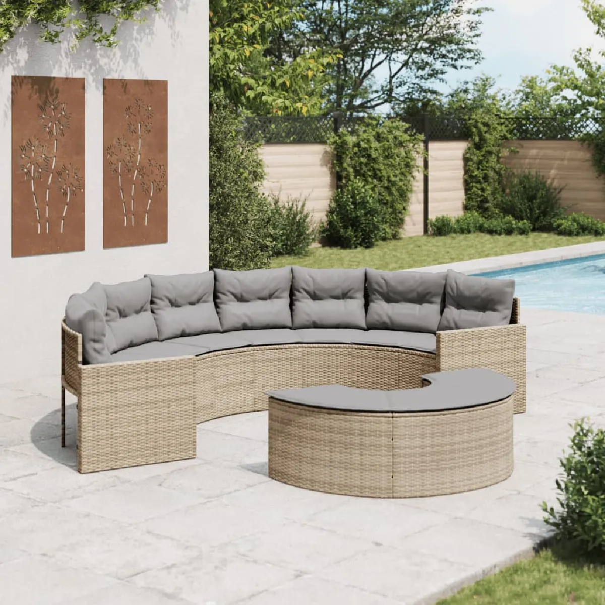 VidaXL Salon de jardin demi rond 2 pièces résine tressée - vue 5