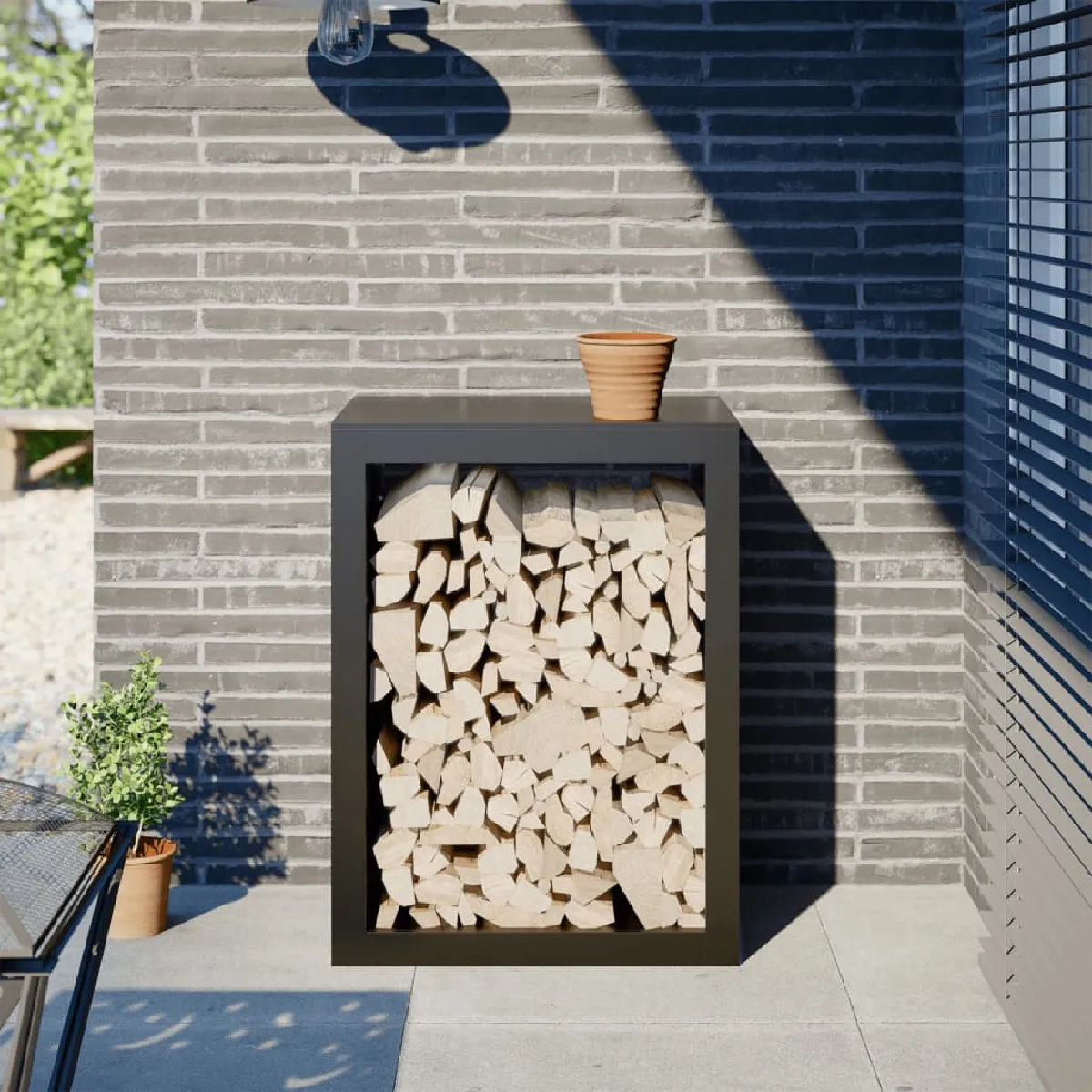 vidaXL Portant de bois de chauffage 60x40x80 cm acier