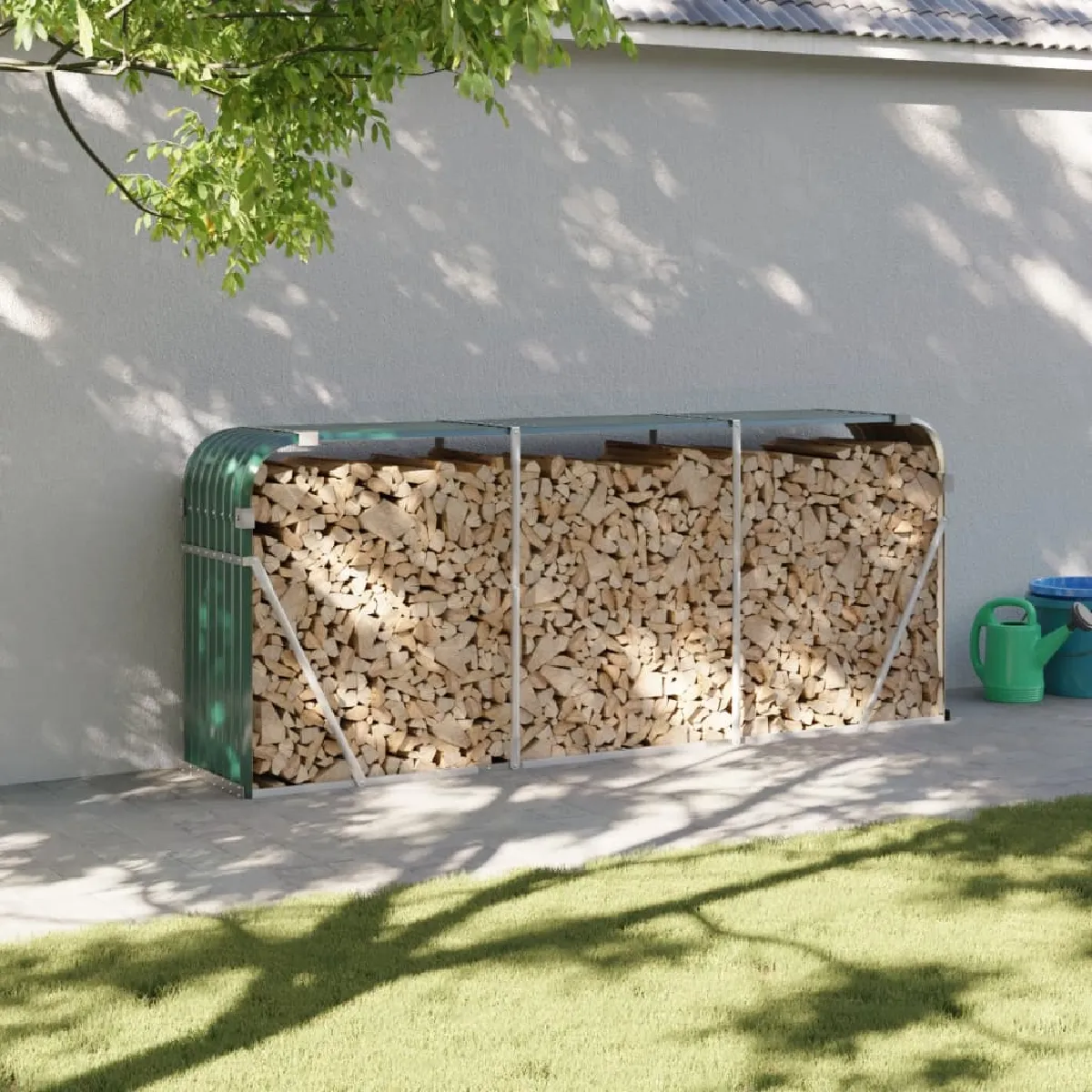 vidaXL Porte bûches 234x45x100 cm acier galvanisé 364595 - vue 4