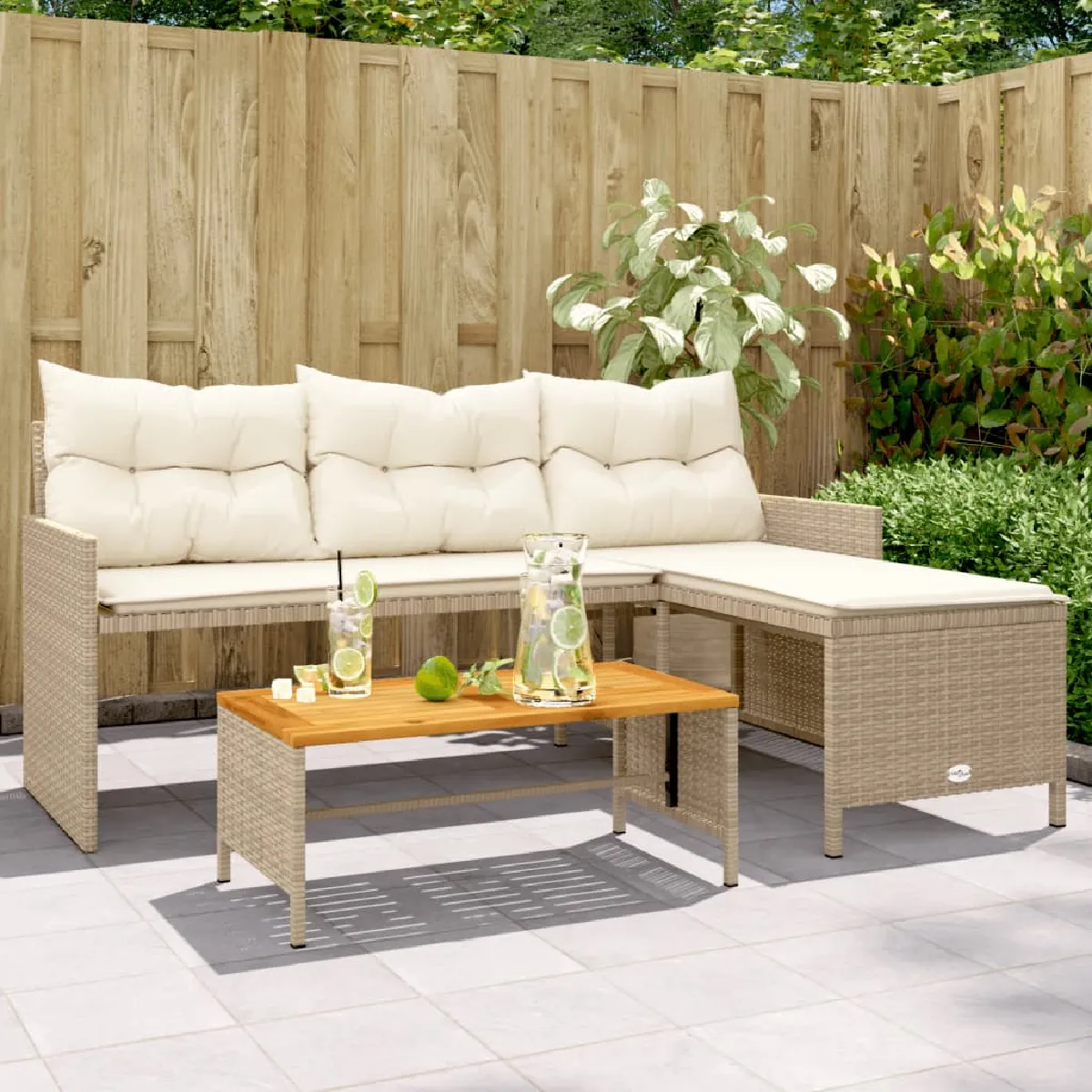 vidaXL Canapé de Jardin avec Table et Coussins en Forme de Siège de Patio Meuble de Terrasse Balco Extérieur 365571 - vue 3