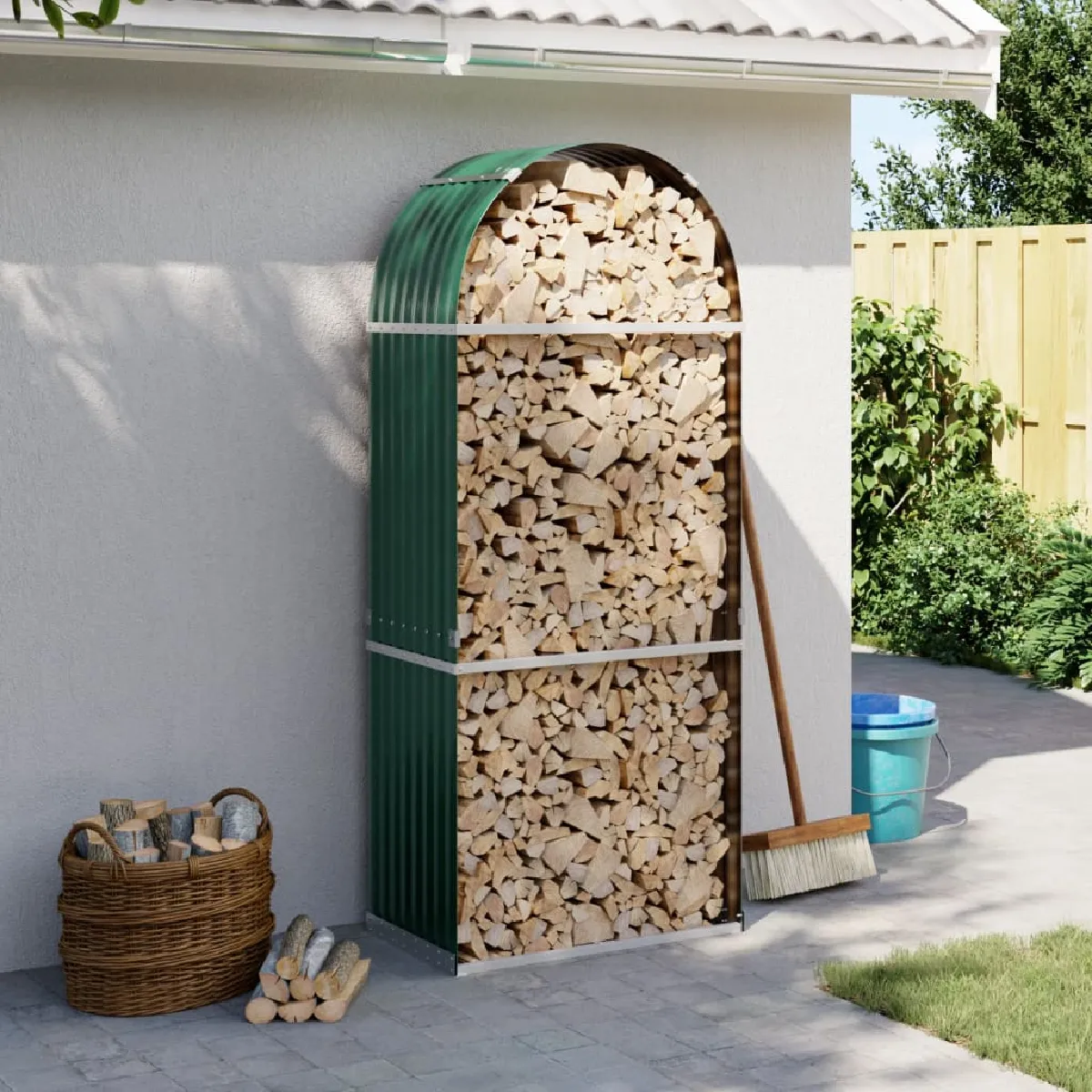 vidaXL Porte bûches 80x45x190 cm acier galvanisé - vue 2