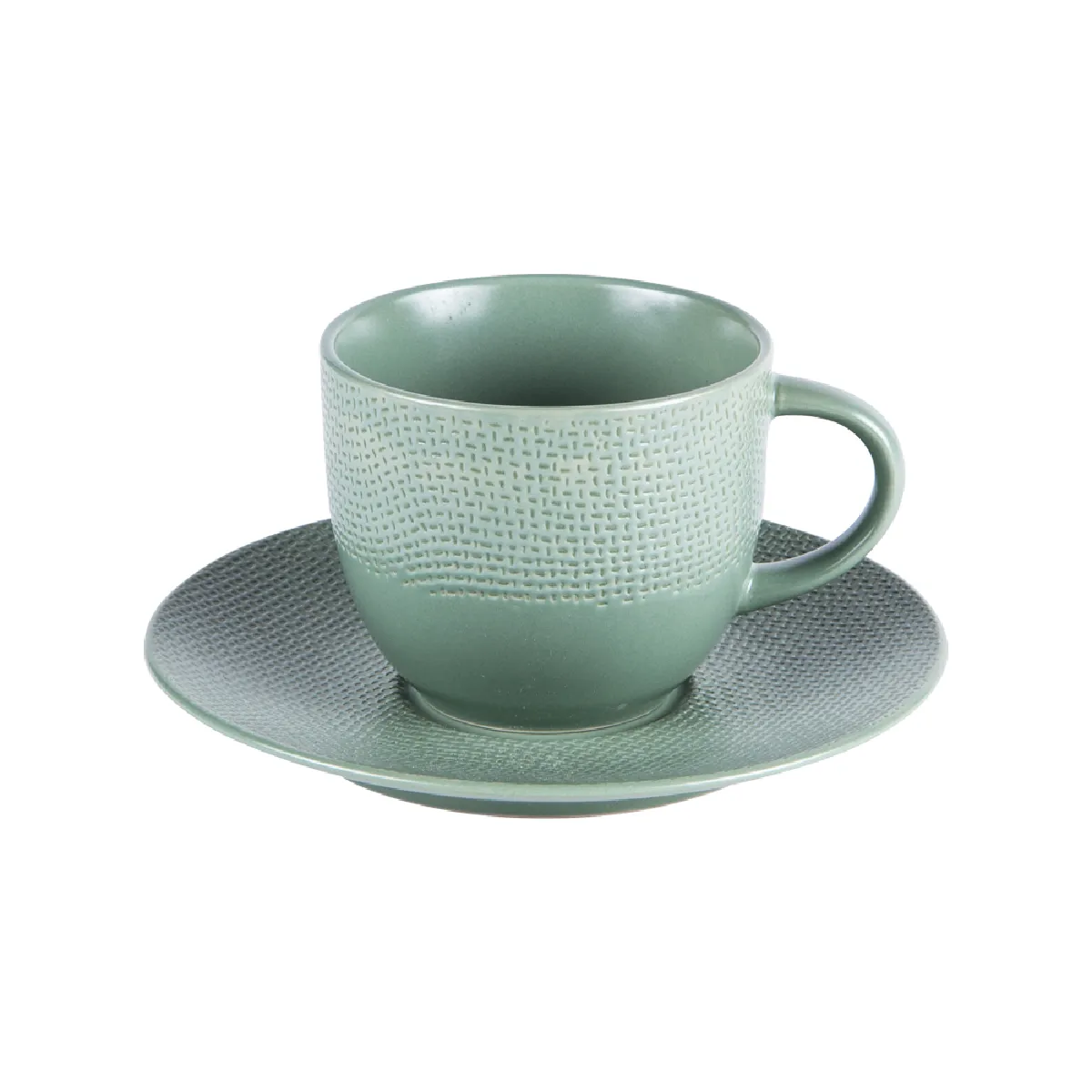 Table Passion Tasse À Thé Et Sa Soucoupe Vésuvio Sauge 22 Cl (Lot De 6)