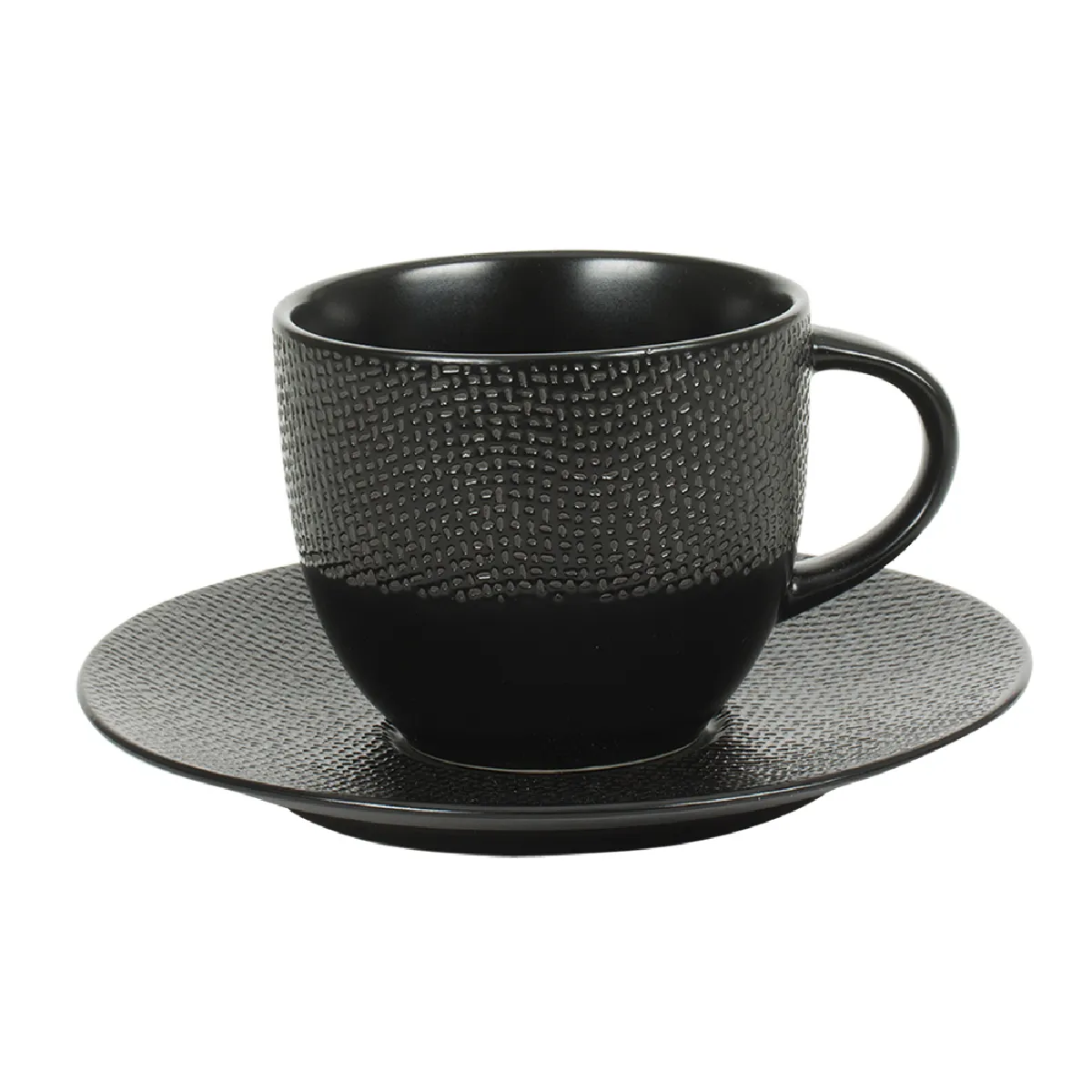 Tasse à thé et sous-tasse Vésuvio noir 22 cl (lot de 6)