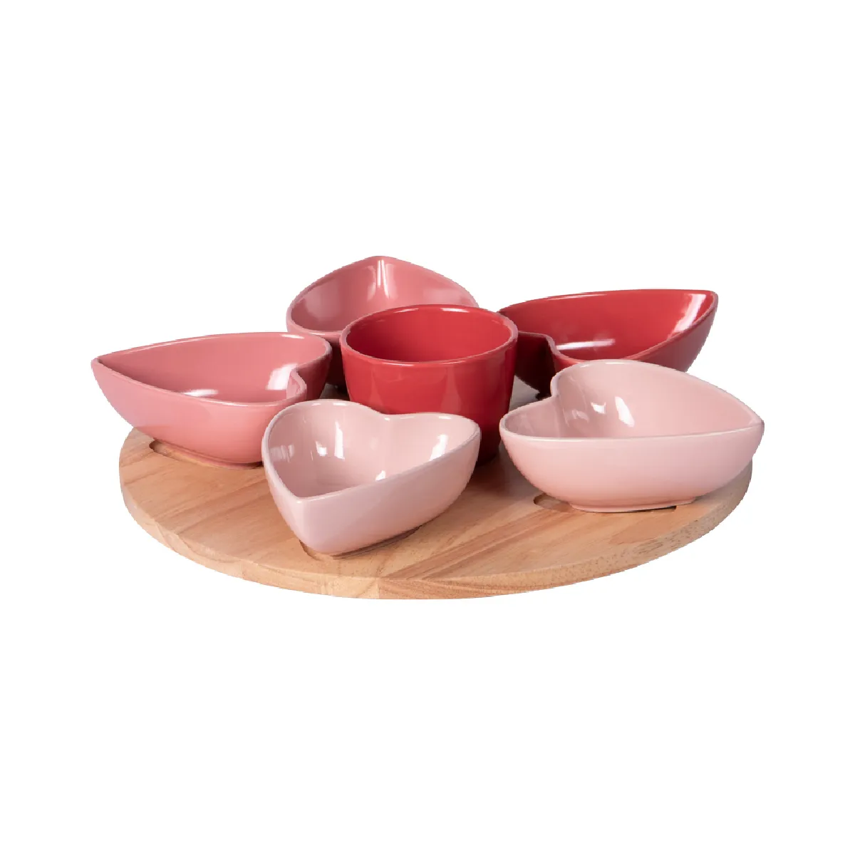 Table Passion Service Apéritif 6 Pièces Heart 31,5 Cm - Multicolore - Grès - Image 4