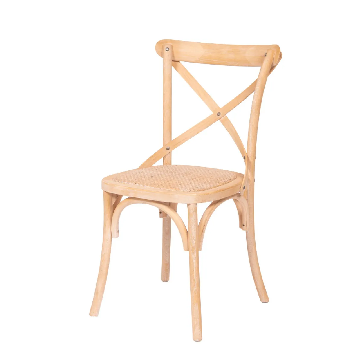 Chaise de salle à manger en orme et rotin Croisillon