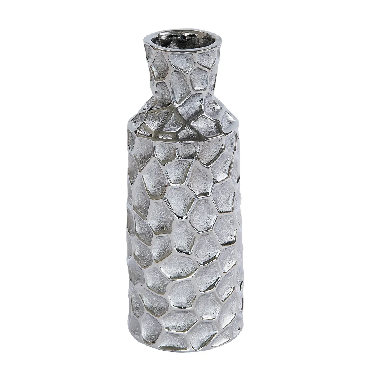 Non Communiqué Argent Vase Martel Bouteille Silver 30 Cm - Table Passion - Céramique - Image 3