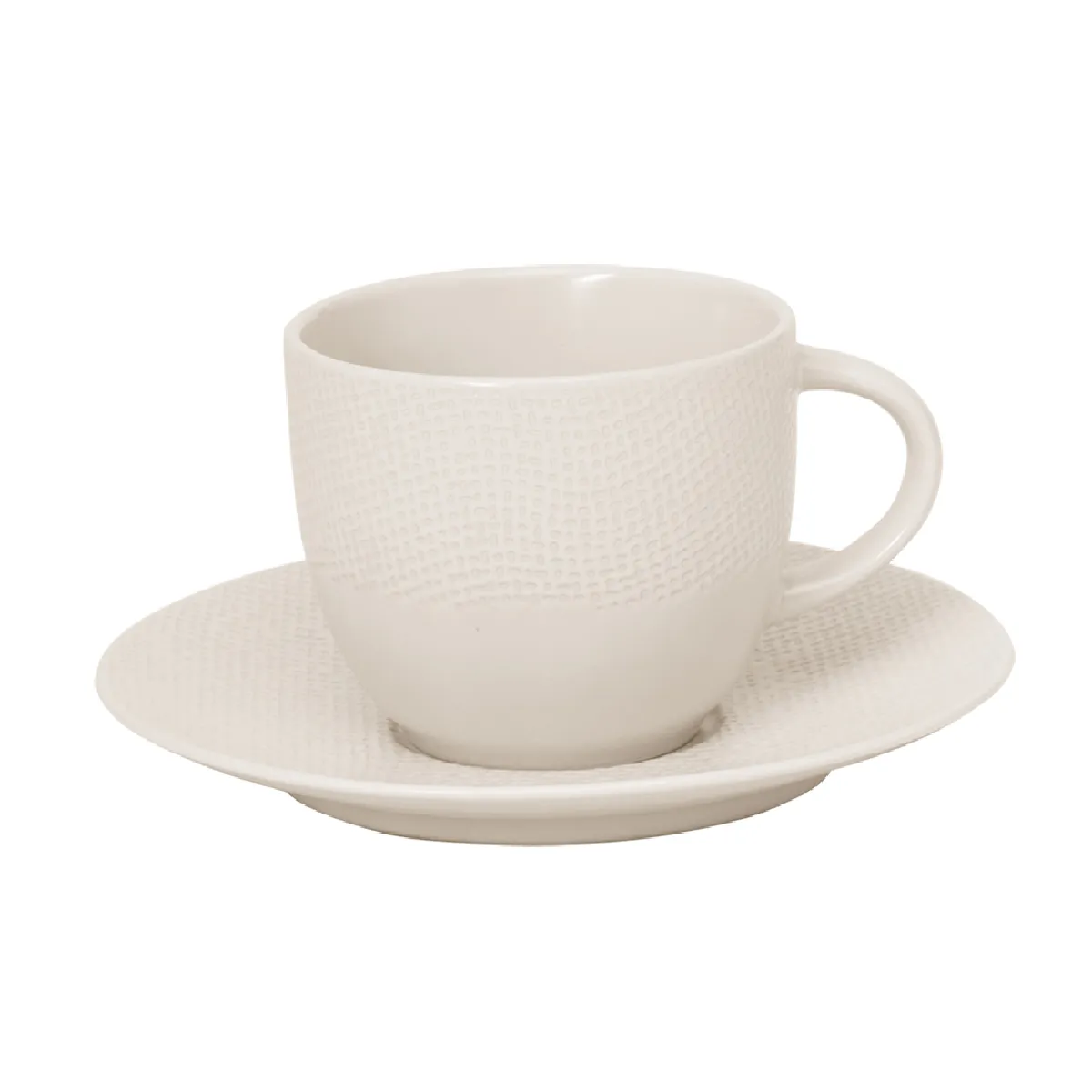 Tasse à thé et sous-tasse Vésuvio blanc 22 cl (lot de 2)