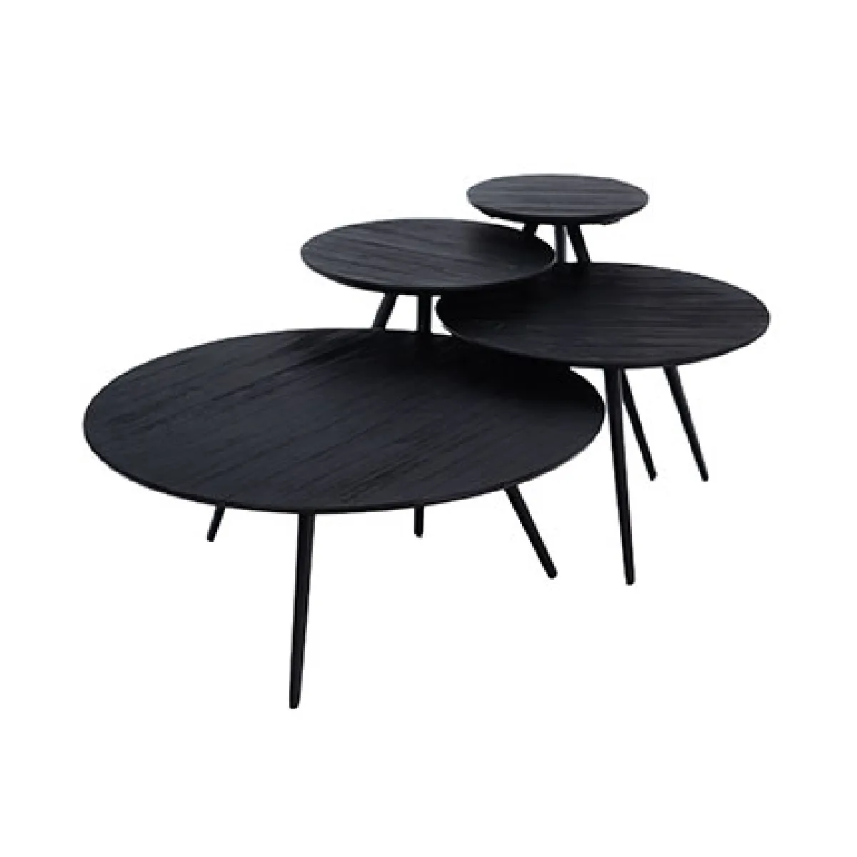 Meilleurs prix pour Lot de 4 tables basses rondes en teck recyclé et métal noir