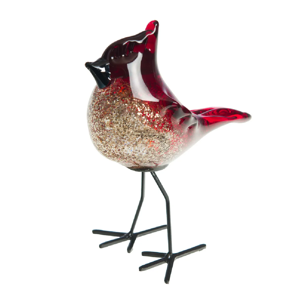 Non Communiqué Rouge Statue : Oiseau Crète Or Sulfure - Amadeus - Verre - Image 2