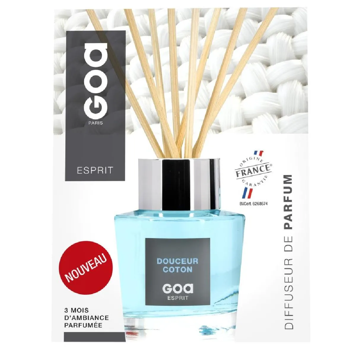 Goa Bleu Goatier Diffuseur Esprit Douceur Coton