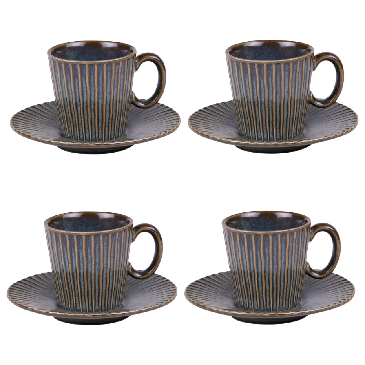 Coffret de 4 tasses à café avec sous tasses Liv bleu 22 cl