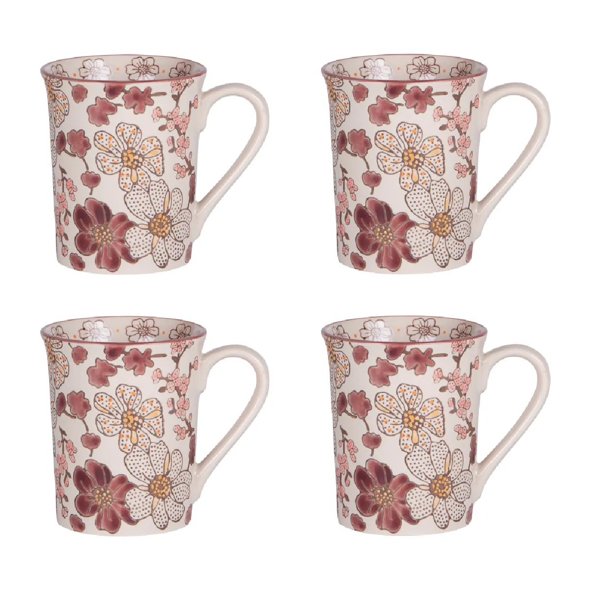 Non Communiqué Coffret De 4 Mugs Kiyo 30 Cl - Table Passion - Décoré - Grès - Image 2
