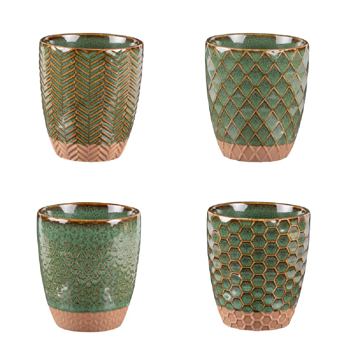 Table Passion - Coffret de 4 Gobelets Jaspe - 20 cl - Vert - Image 3