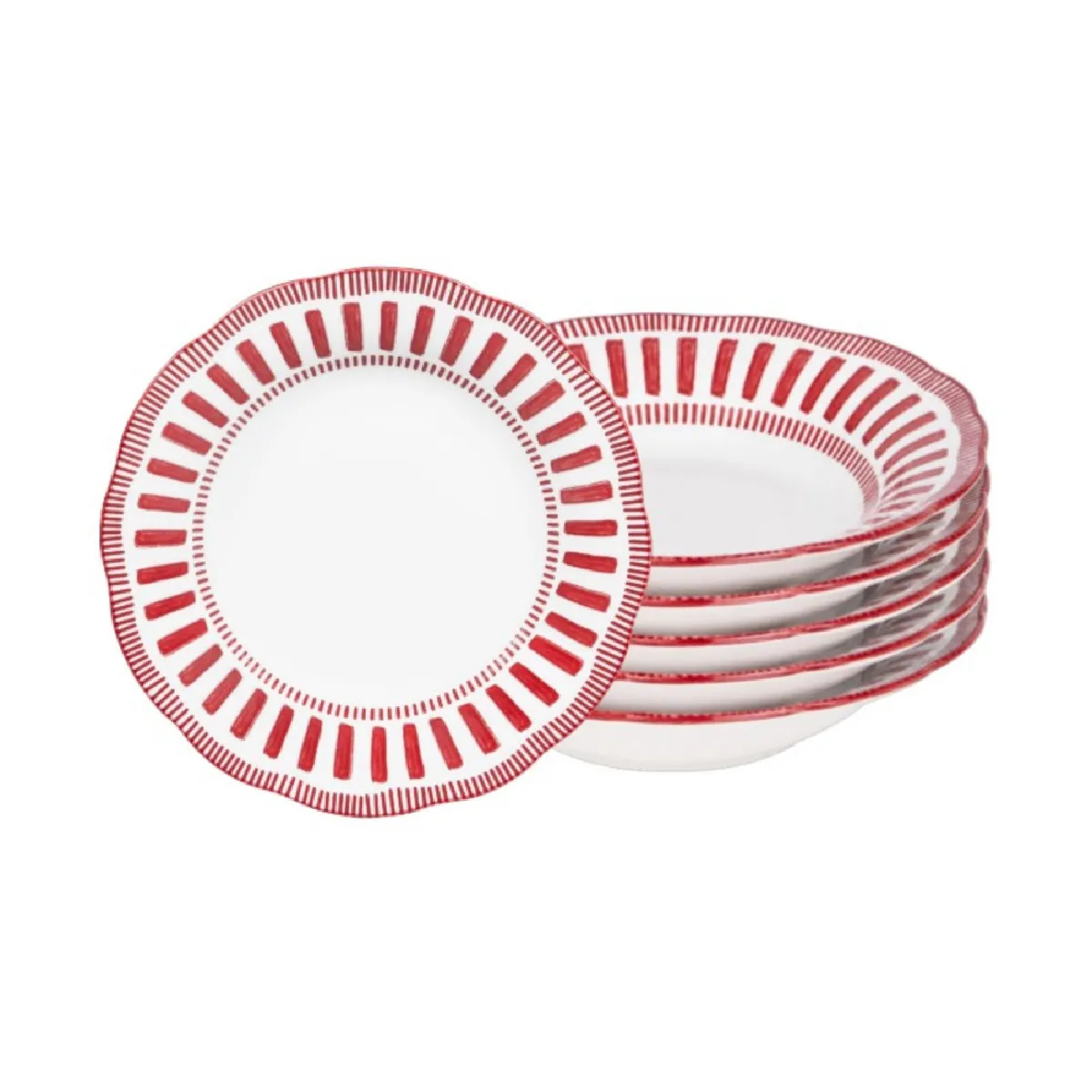 Assiette creuse Napoli rouge 22 cm (lot de 6)