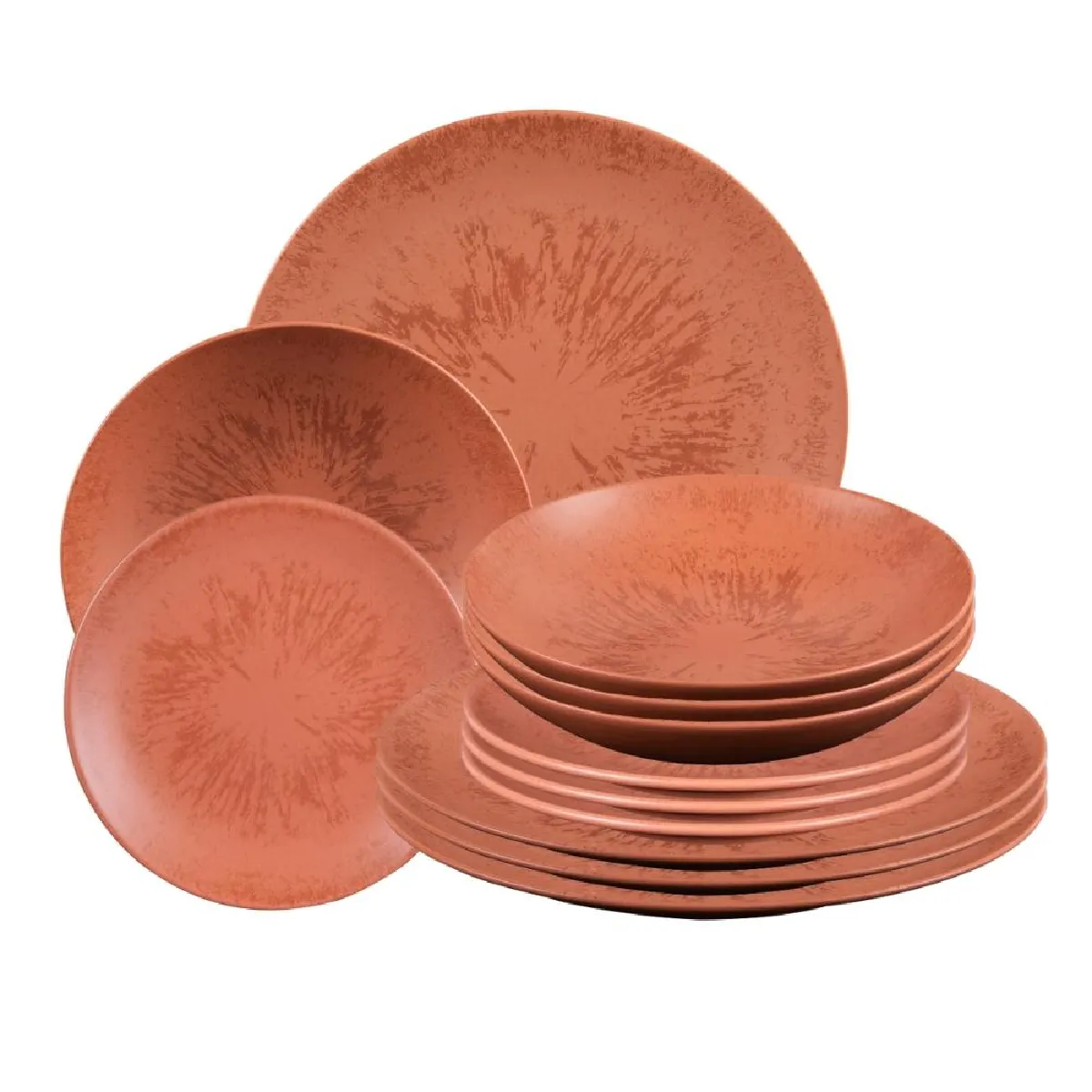 Table Passion Onyx Service D'assiettes 12 Pièces Terracotta