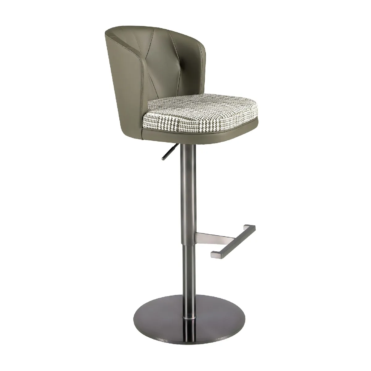 Tabouret pivotant en tissu et et similicuir
