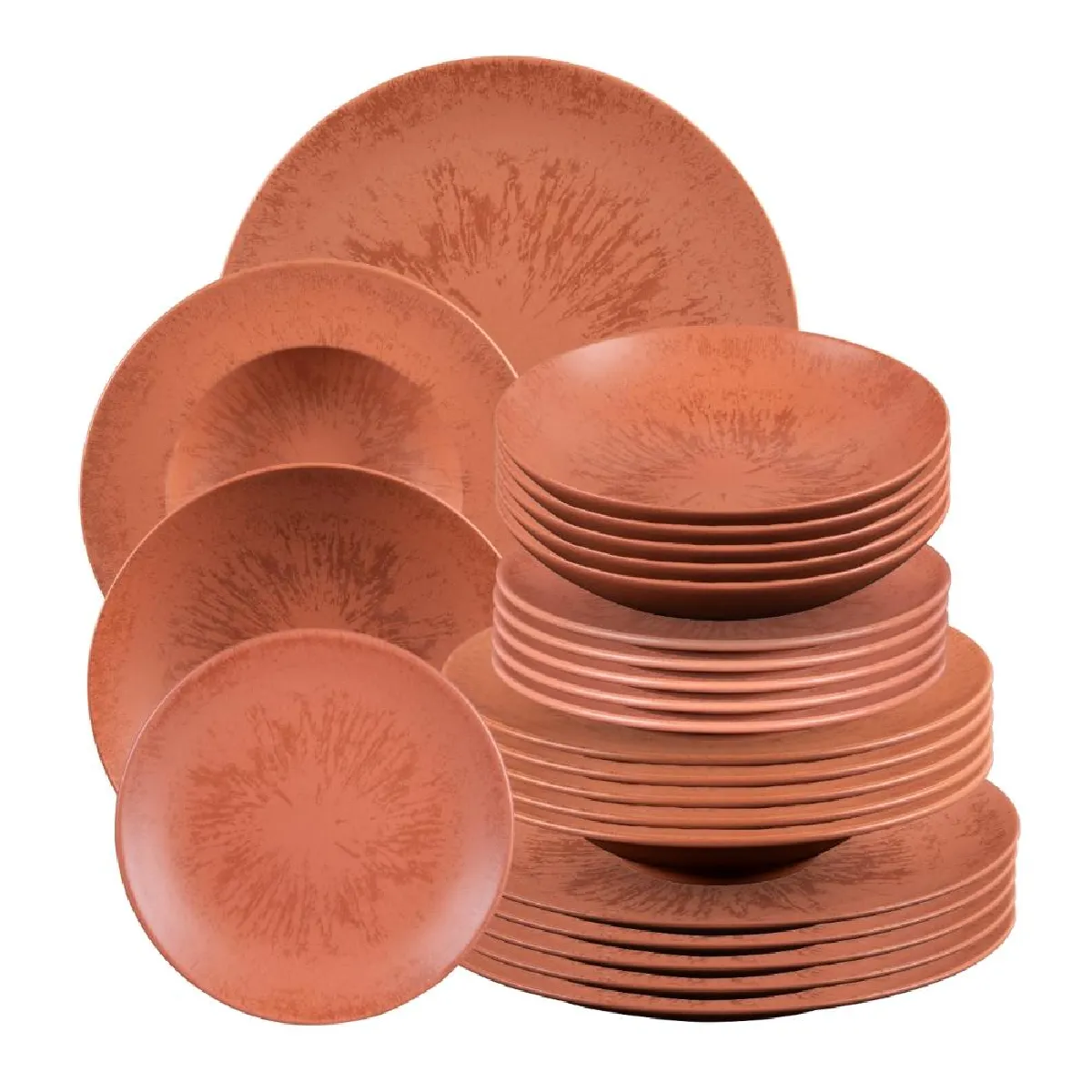 Table Passion Onyx Service D'assiettes 24 Pièces Terracotta