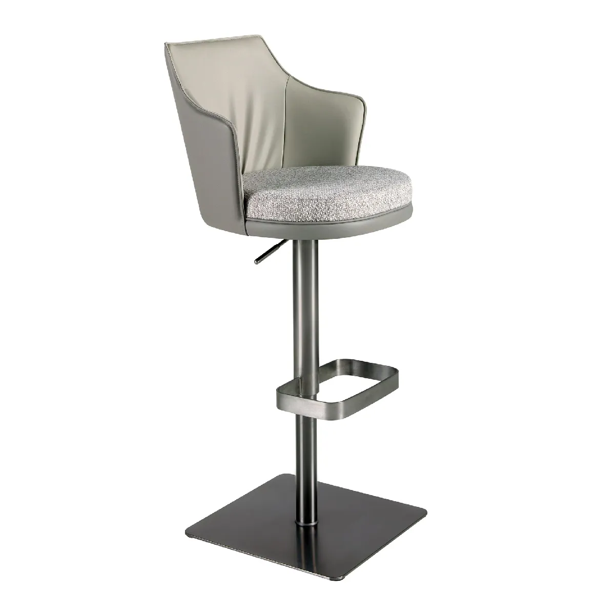 Tabouret pivotant en tissu marbré et similicuir