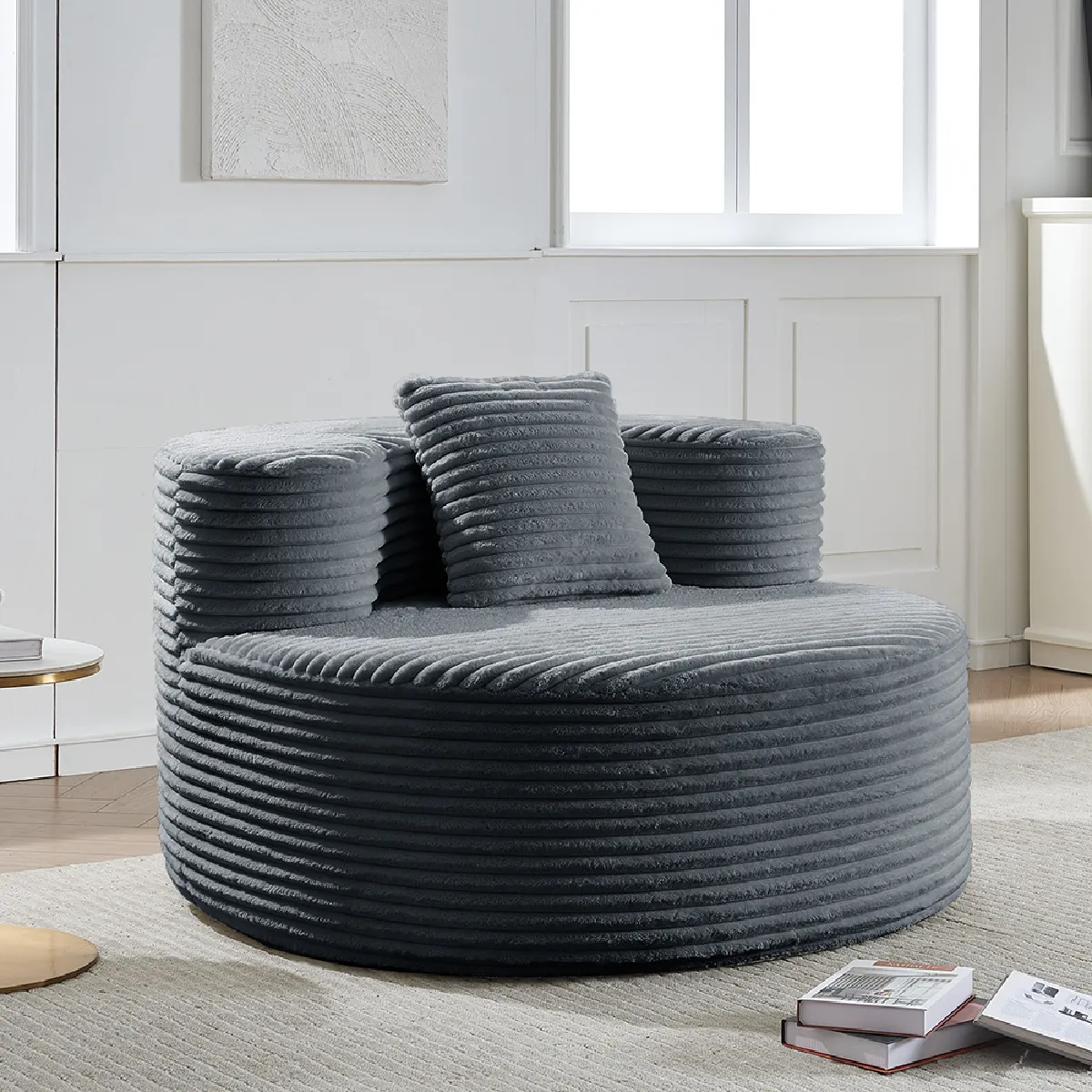 Canapé Une Place Moelleux Velours Côtelé