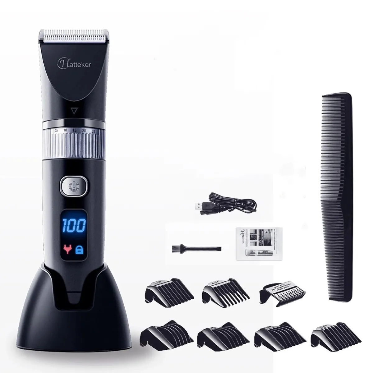 HATTEKER RFC-690 Tondeuse Cheveux Professionnelle en C&eacute;ramique Affichage LED