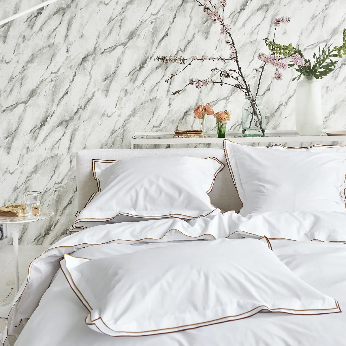 DESIGNERS GUILD  Housse de couette en Percale de coton - 140 x 200 cm - Ch&acirc;taigne/Ocre