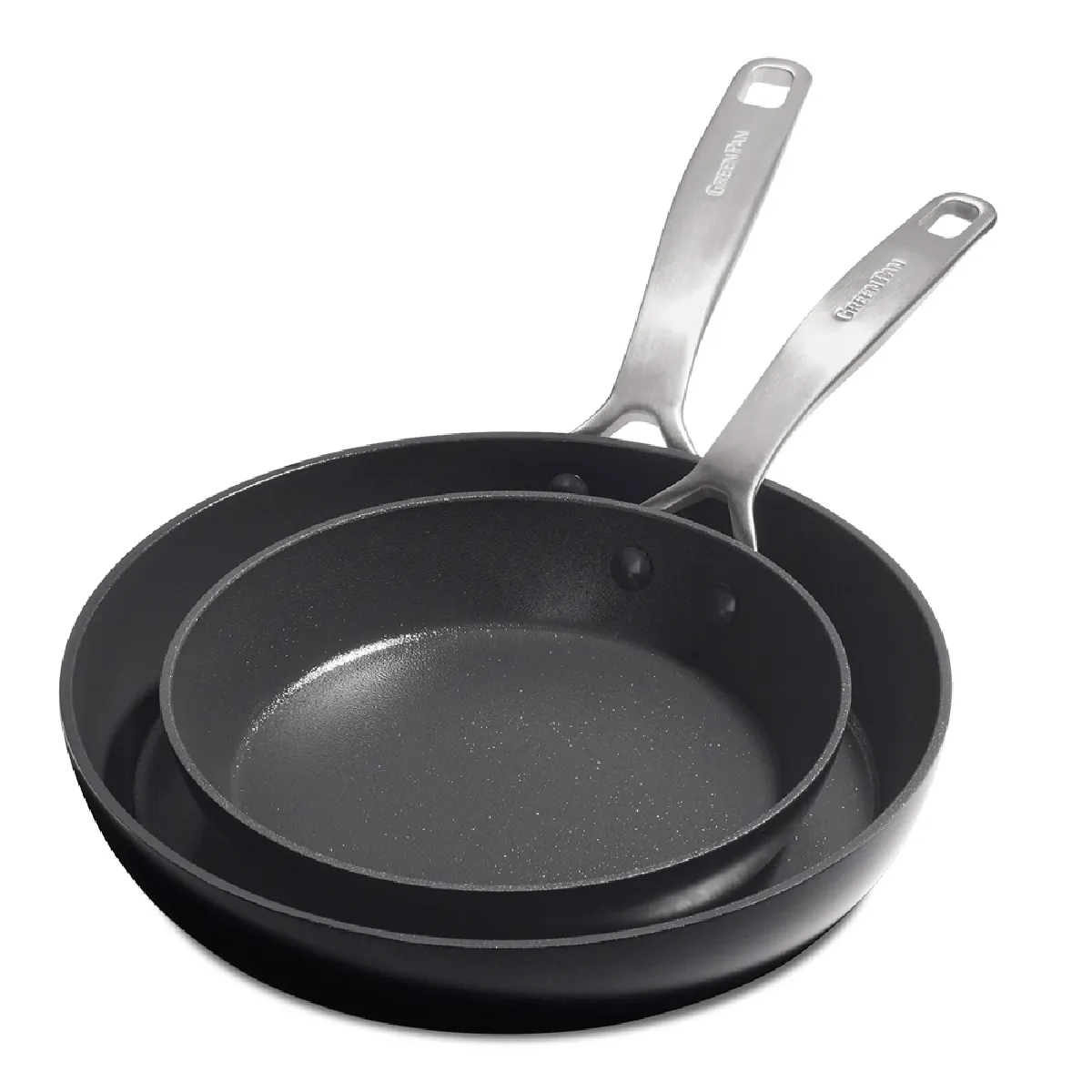 Set de 2 poles 20cm / 28cm aluminium forg revtement cramique - Copenhagen - Greenpan - Noir - Cramique