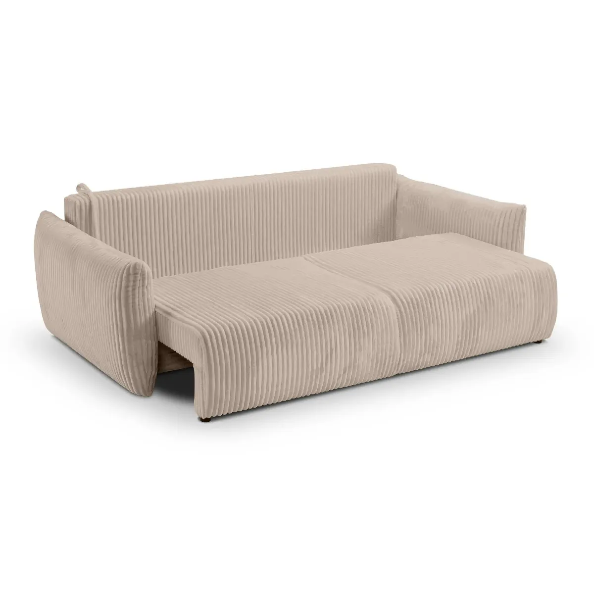 Canapé droit convertible velours côtelé 3 places Café - vue 2