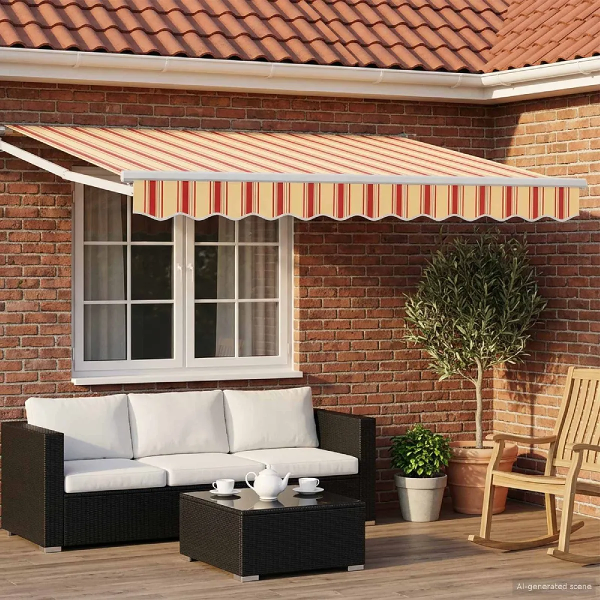 vidaXL Auvent rétractable Jaune, Orange et Blanc 3,5 x 2 m
