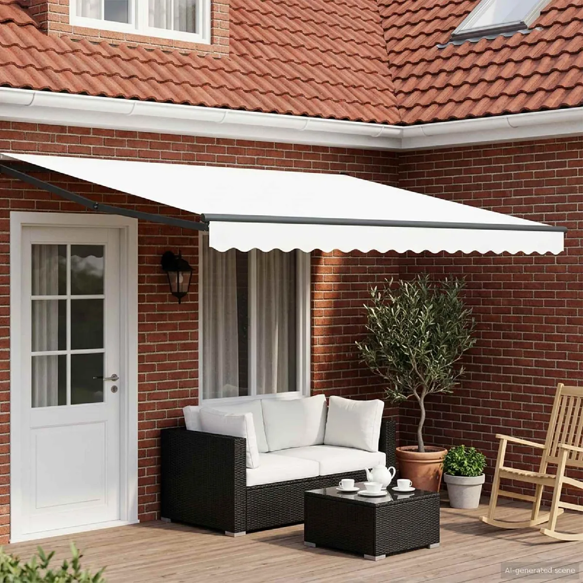 vidaXL Store rétractable manuel avec LEDs Blanc et anthracite 4 × 3 m