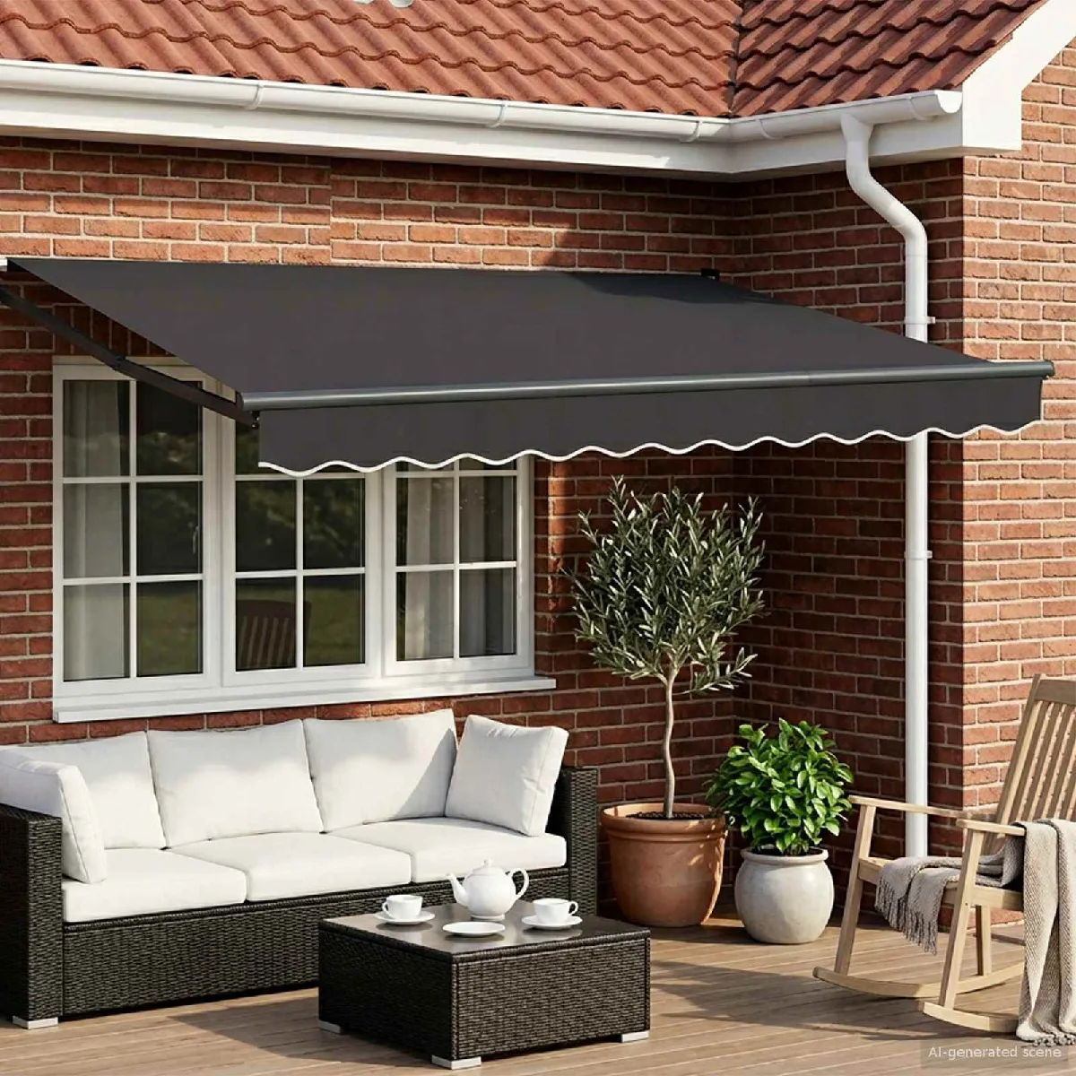 vidaXL Store rétractable manuel avec LEDs Crème 2 5 x 2 - vue 3