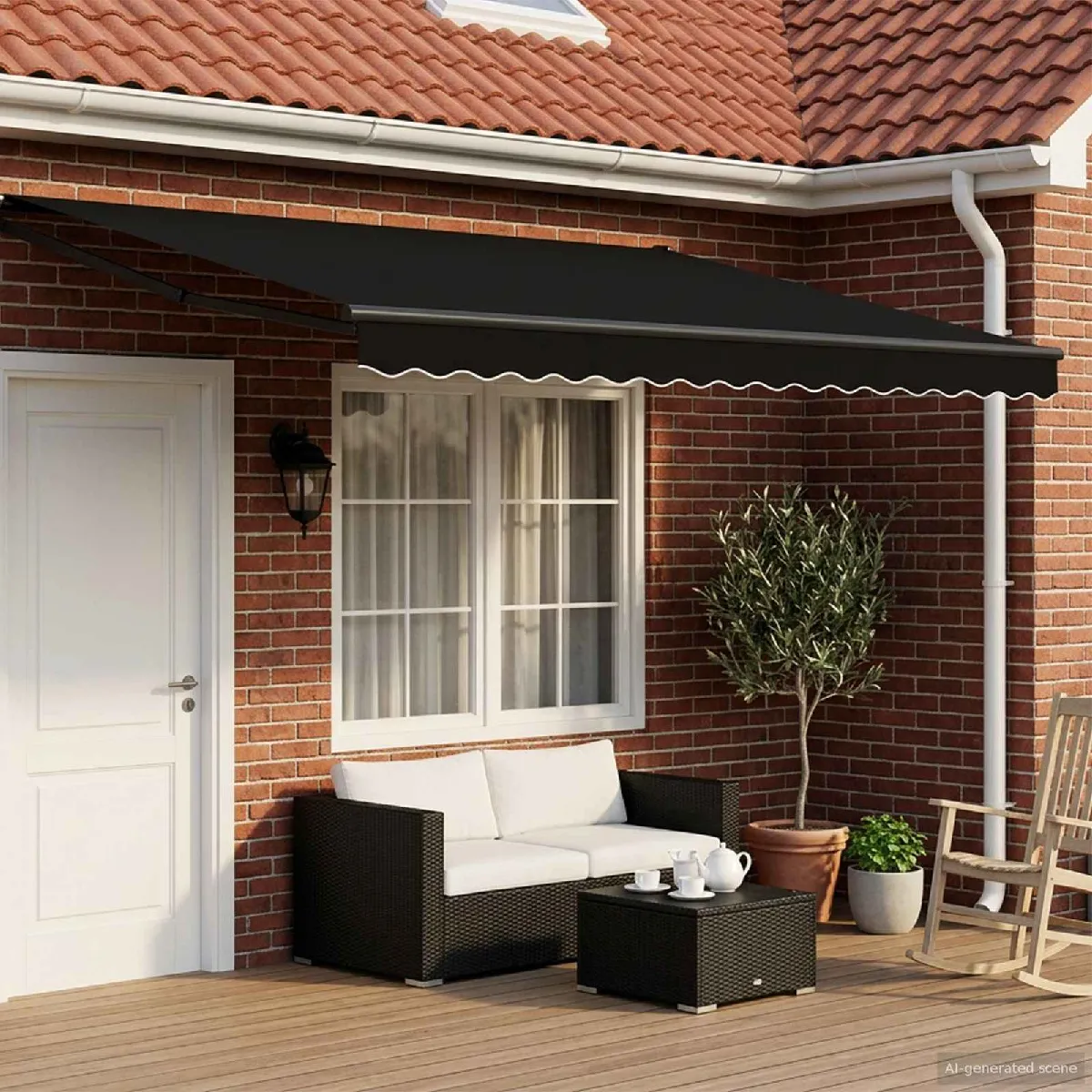 vidaXL Store rétractable manuel avec LEDs Noir et anthracite 4 × 3 m