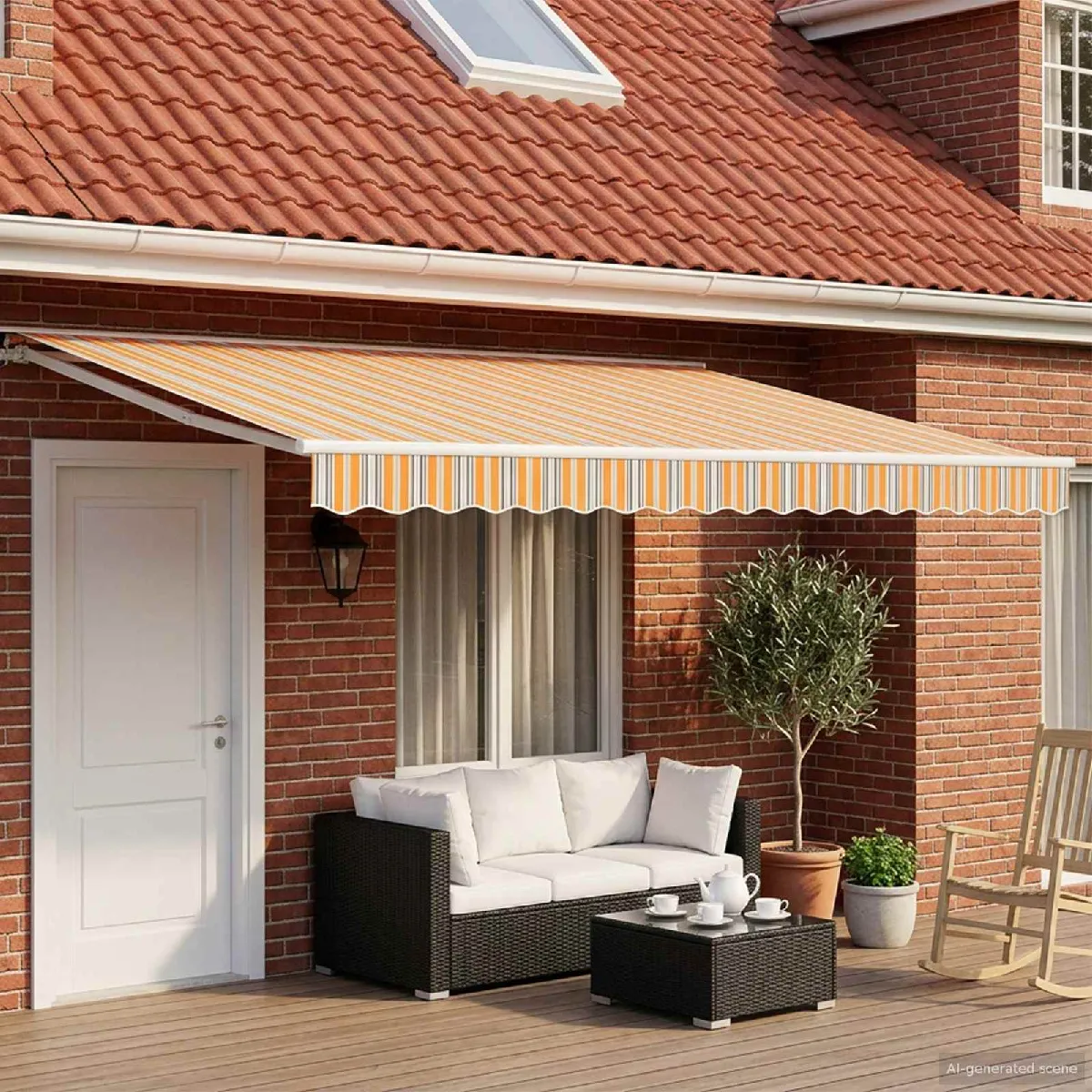 vidaXL Auvent rétractable électrique Orange, Gris, Bleu, Blanc