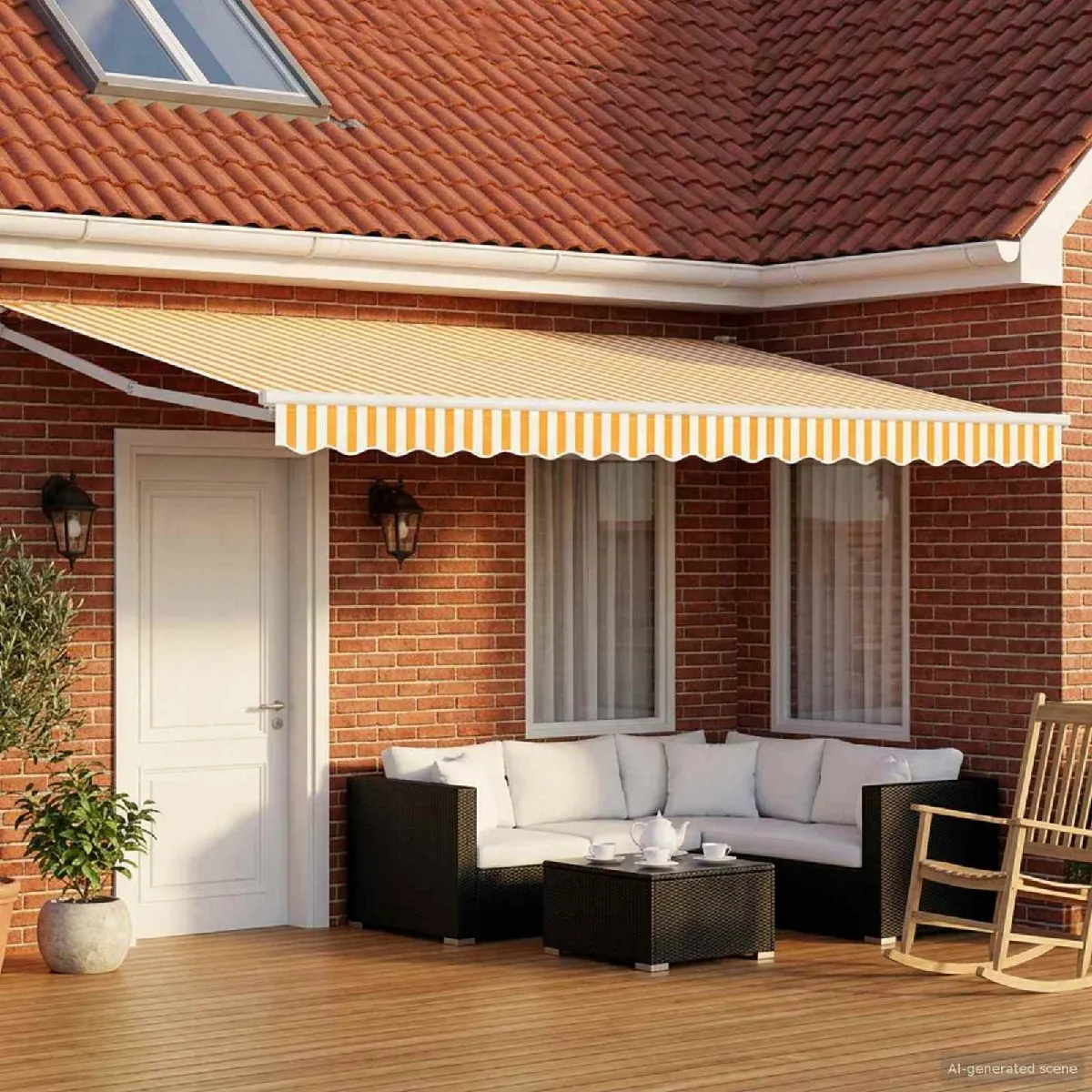 vidaXL Store rétractable manuel avec LEDs Crème 4 5 × 3 - vue 8
