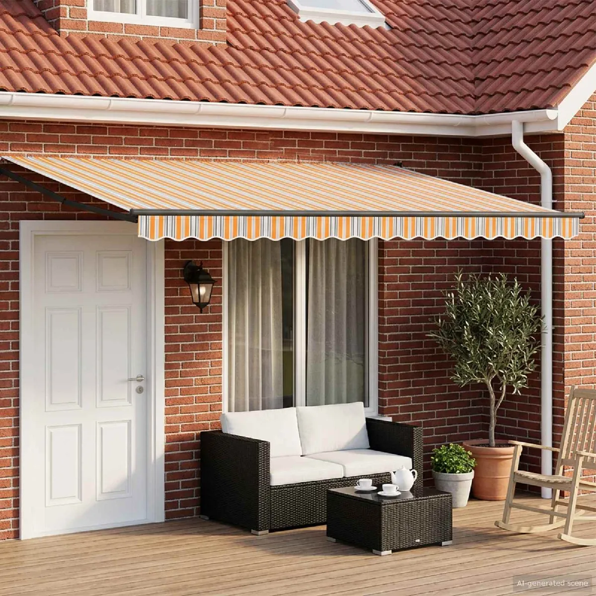 vidaXL Store rétractable manuel avec LEDs Crème 4 5 × 3 - vue 3