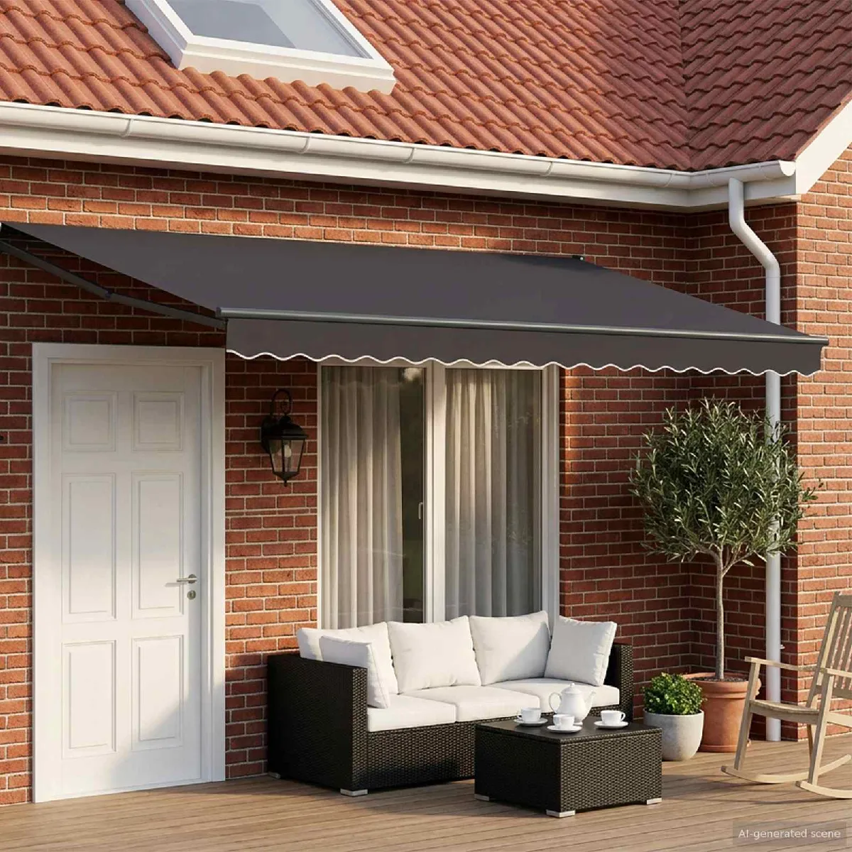 vidaXL Store rétractable manuel avec LEDs Anthracite 4,5 × 3 m