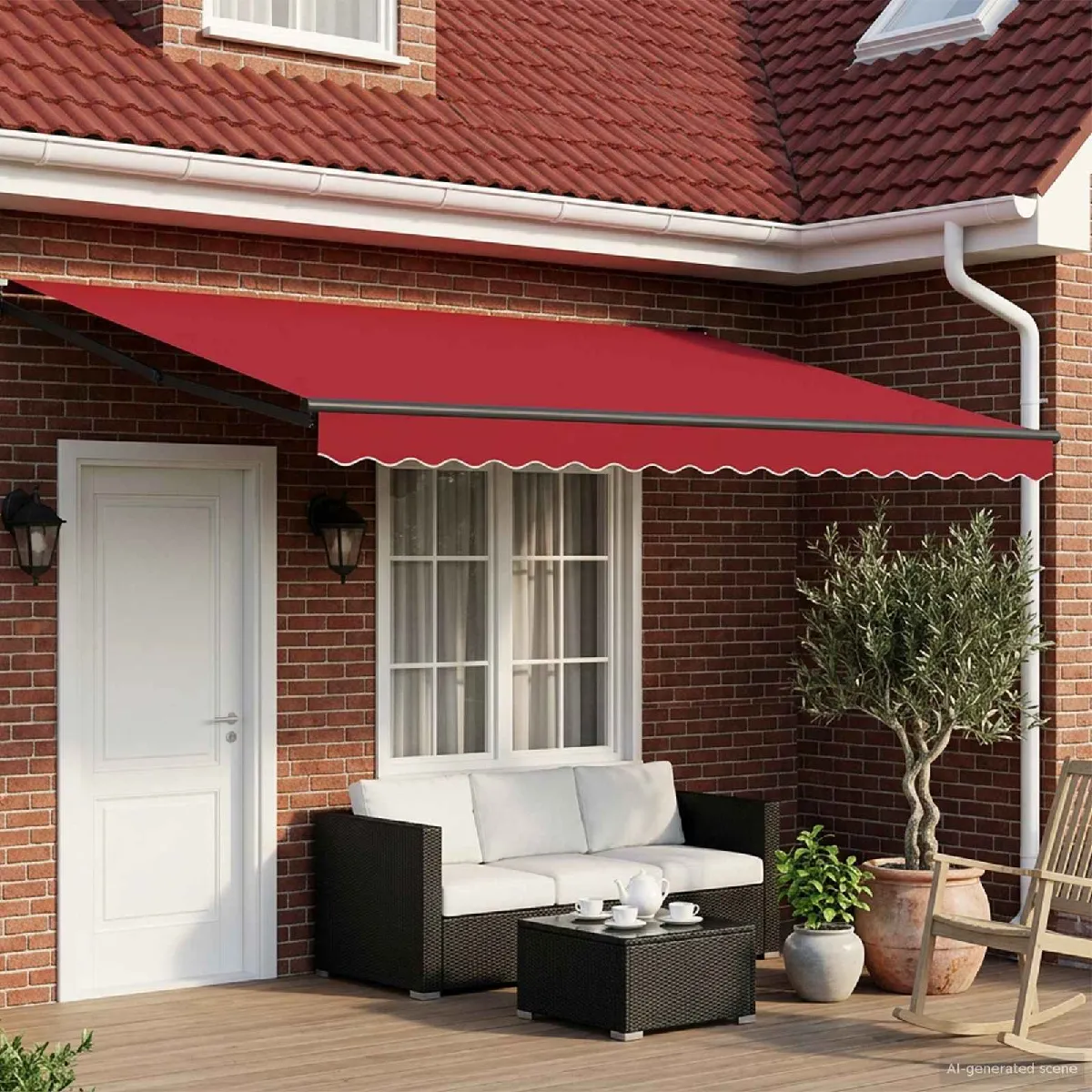 vidaXL Store rétractable manuel avec LEDs Rouge et Anthracite 4 × 3 m