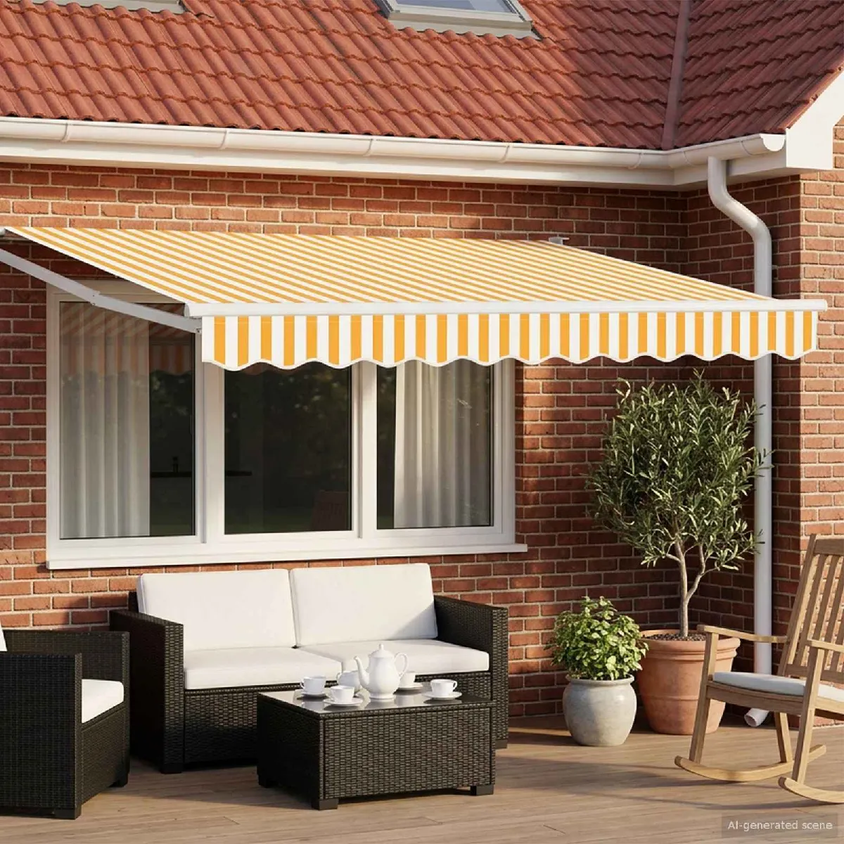 vidaXL Store rétractable manuel avec LEDs Jaune et blanc 2,5 x 2 m