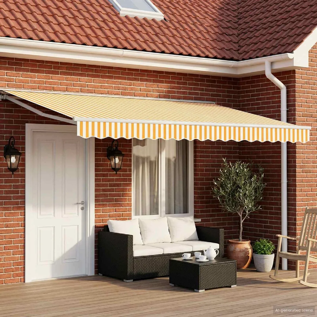 vidaXL Auvent rétractable électrique Jaune et 45 × 35 Jardin et terrasse Store électrique moderne3421638 - vue 7