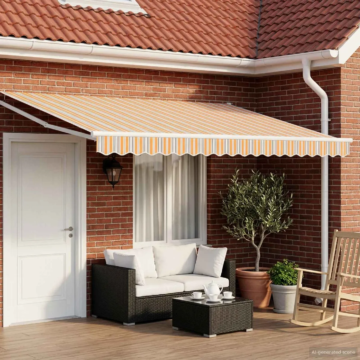 vidaXL Auvent rétractable électrique Bleu et Orange 4,5 × 3 m
