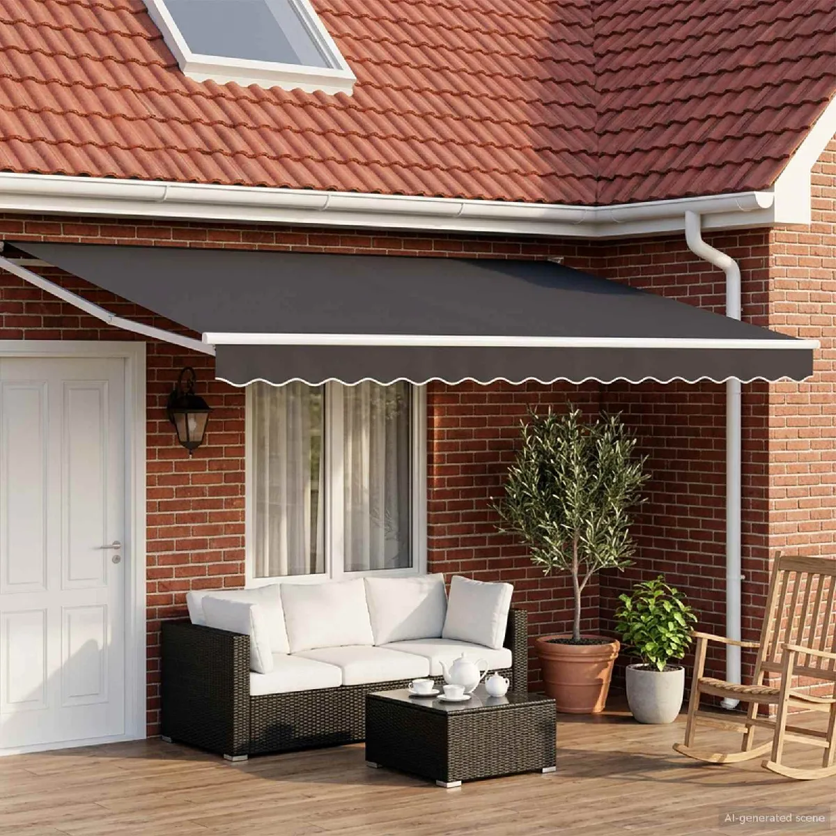 Vidaxl Store rétractable manuel avec LEDs 4 × 3 Gris - vue 10